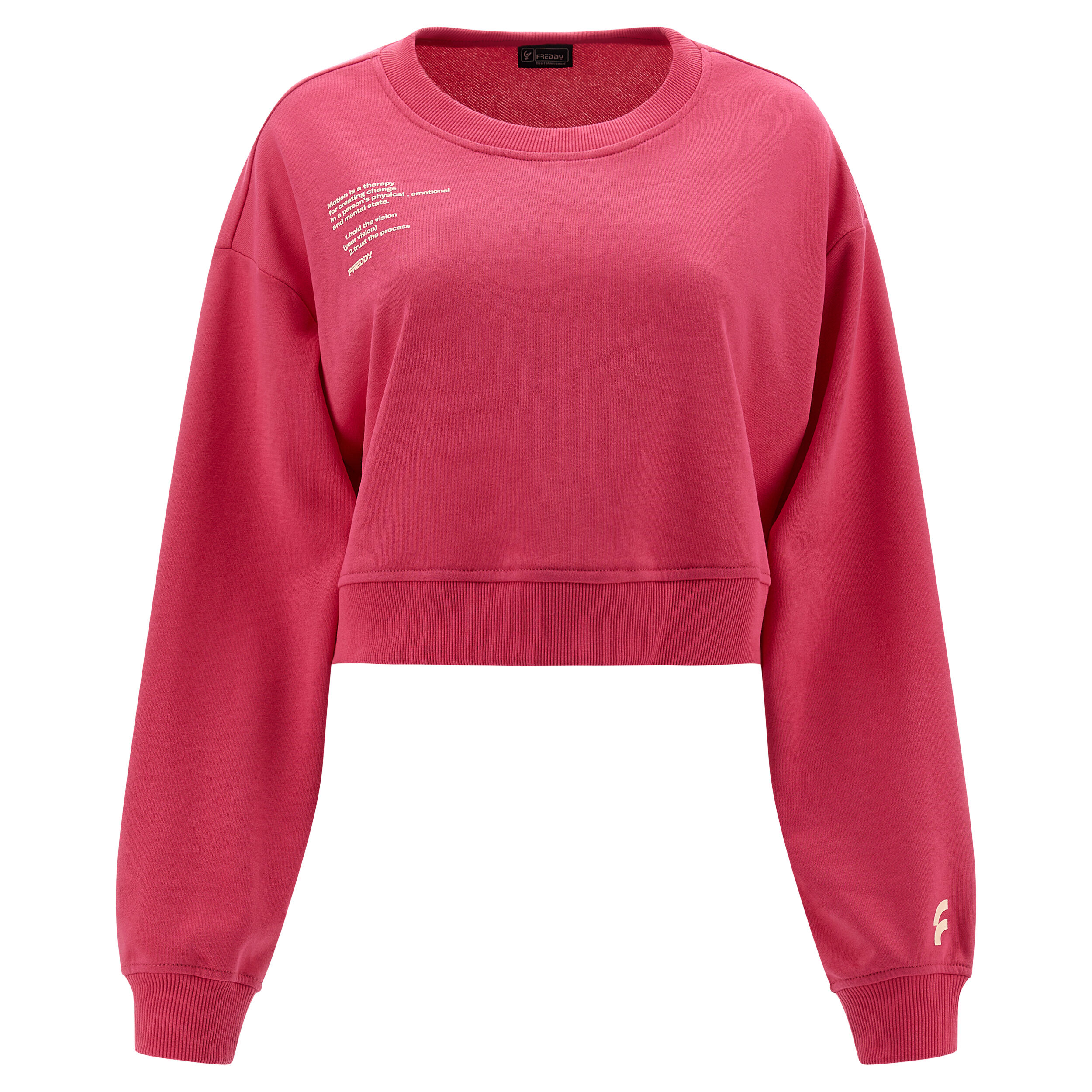 Freddy Felpa comfort cropped leggera con stampa lettering Fluo Fuchsia Donna Medium