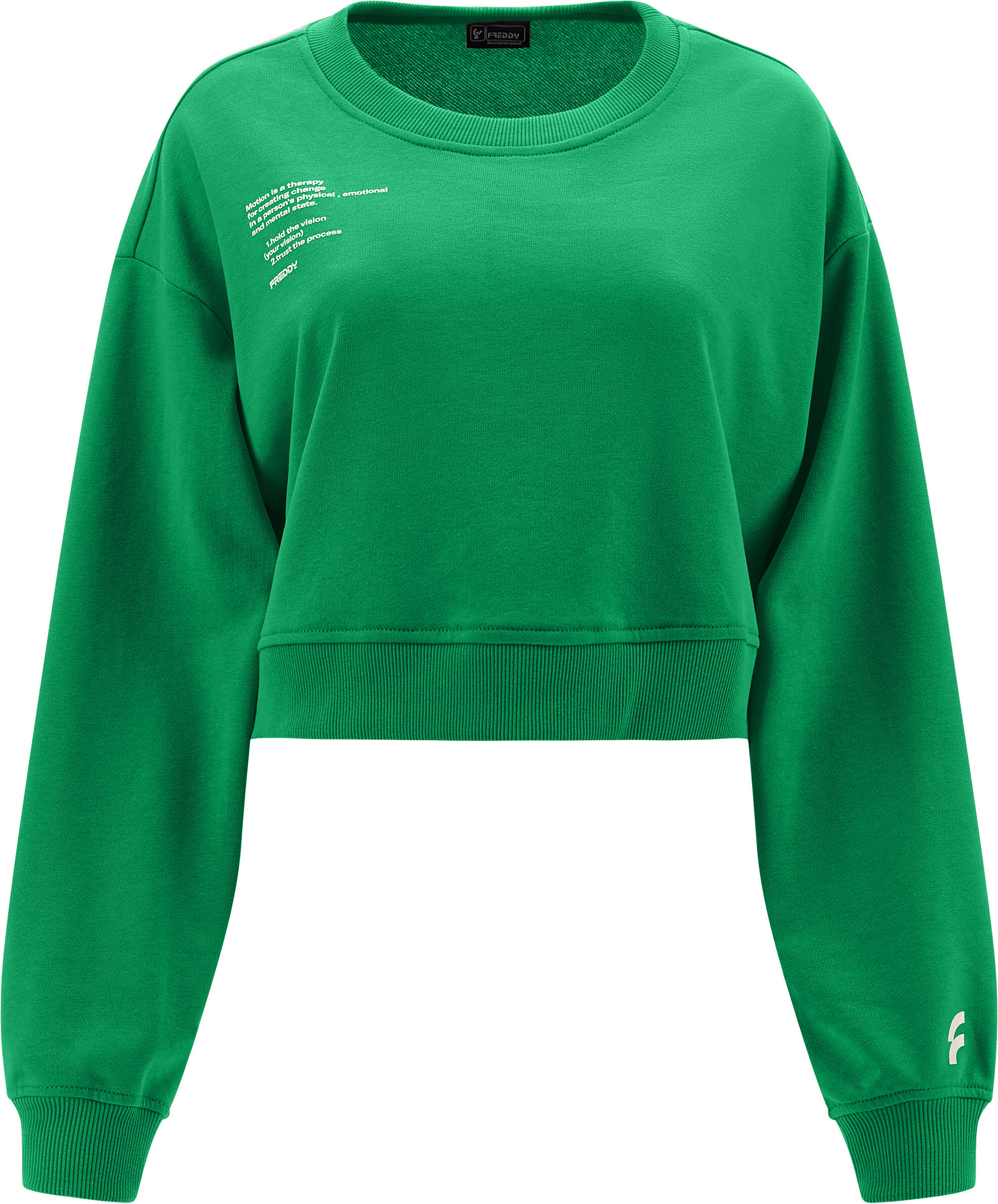 Freddy Felpa comfort cropped leggera con stampa lettering Bright Green Donna Medium