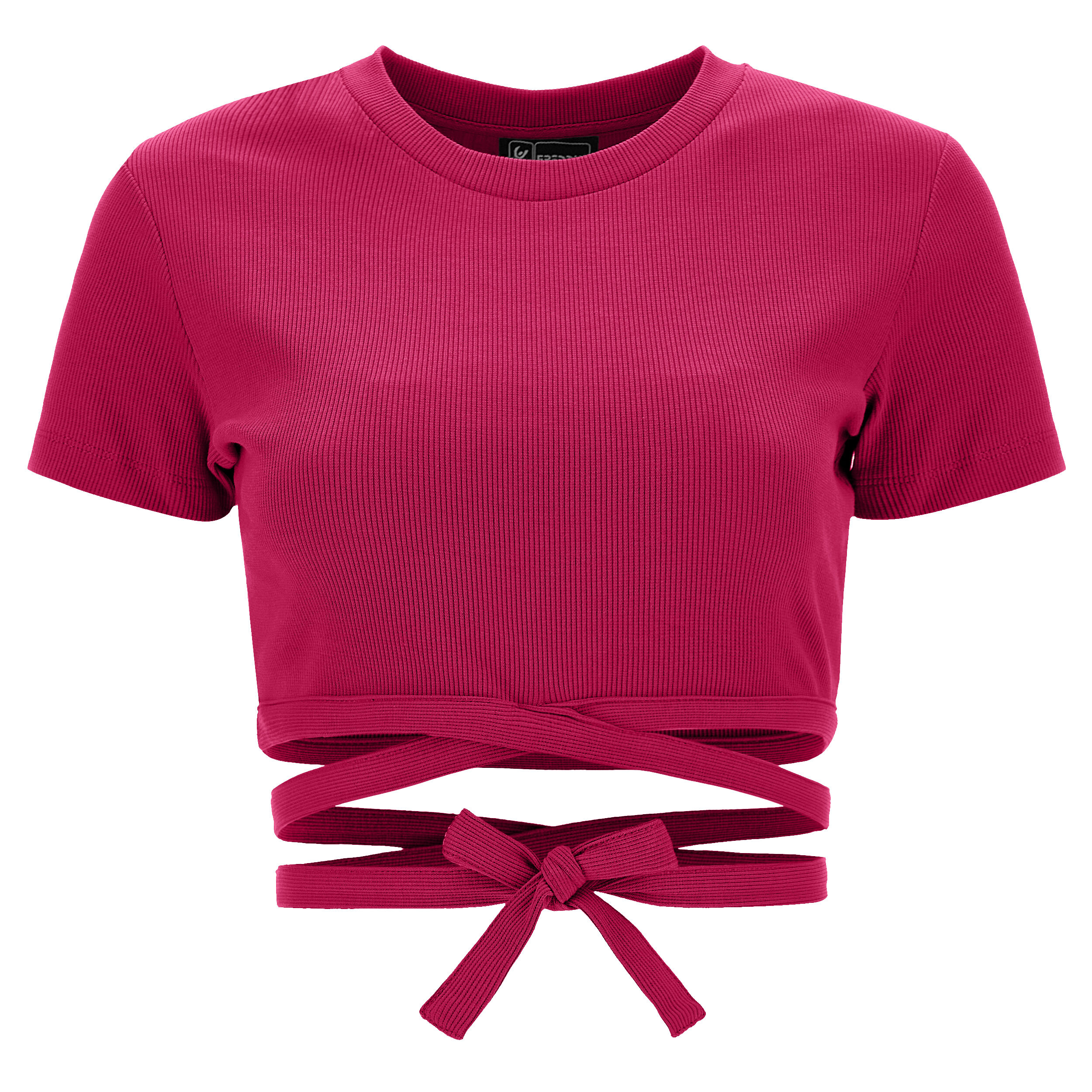 Freddy Crop top slim fit in costina con fondo annodabile Fluo Fuchsia Donna Medium