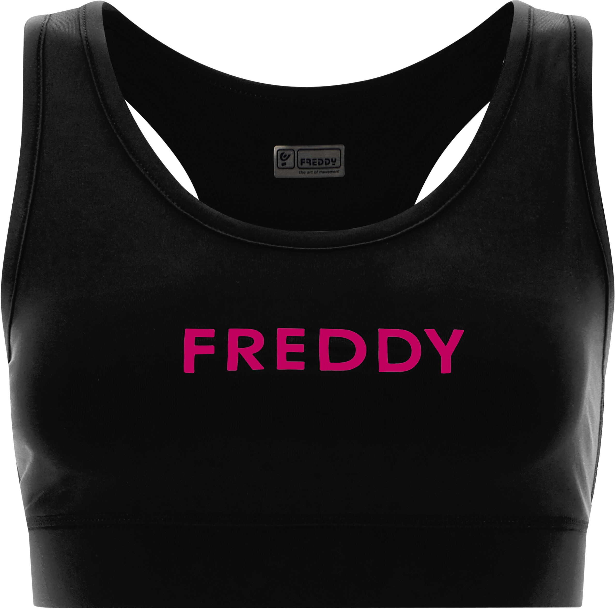 Freddy Reggiseno sportivo traspirante con stampa frontale gommata Black-Fluo Fucsia Donna Xx Large