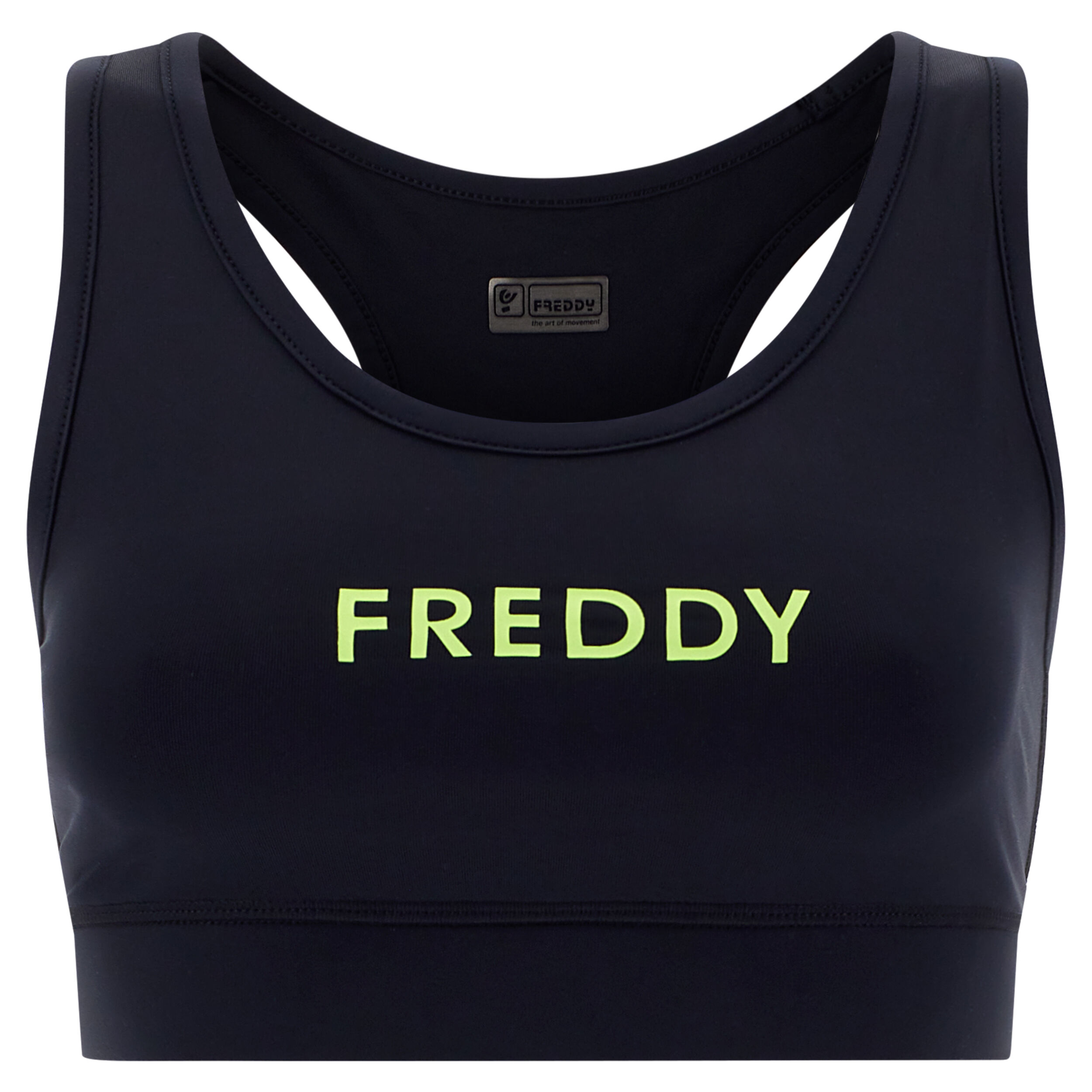 Freddy Reggiseno sportivo traspirante con stampa frontale gommata Black-Yellow Fluo Donna Xxx Large