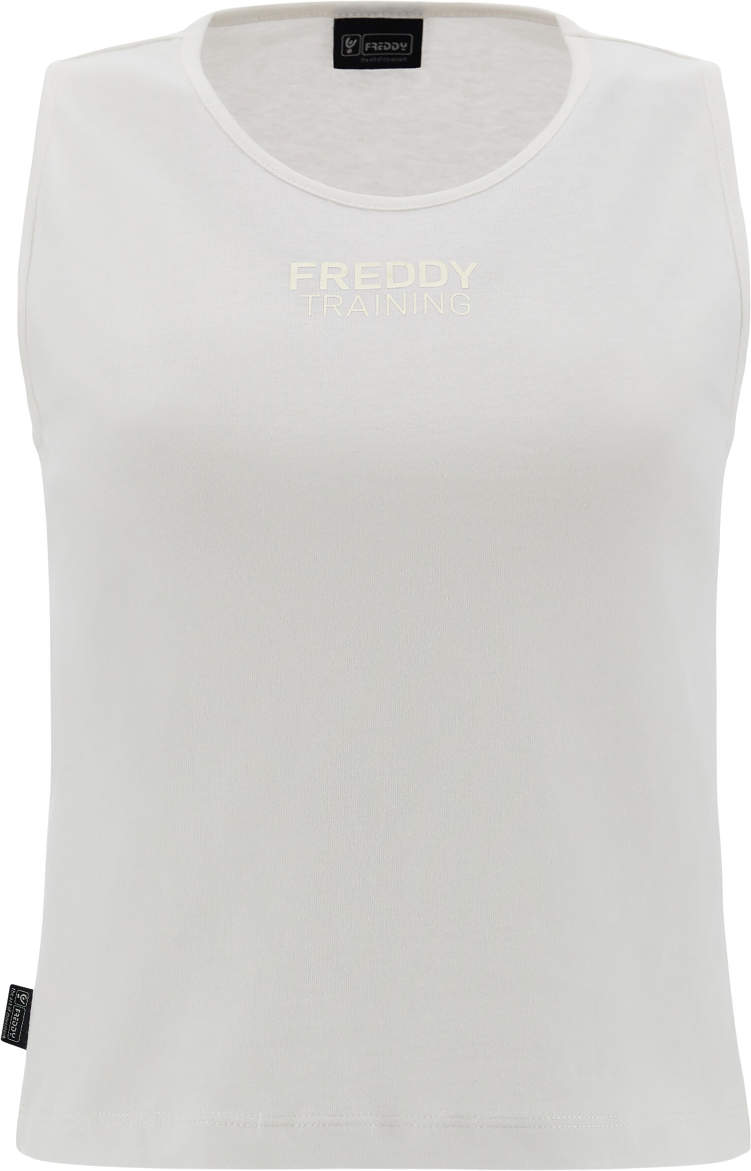 Freddy Crop top slim fit in jersey con stampa lucida oro chiaro Bianco Donna Large