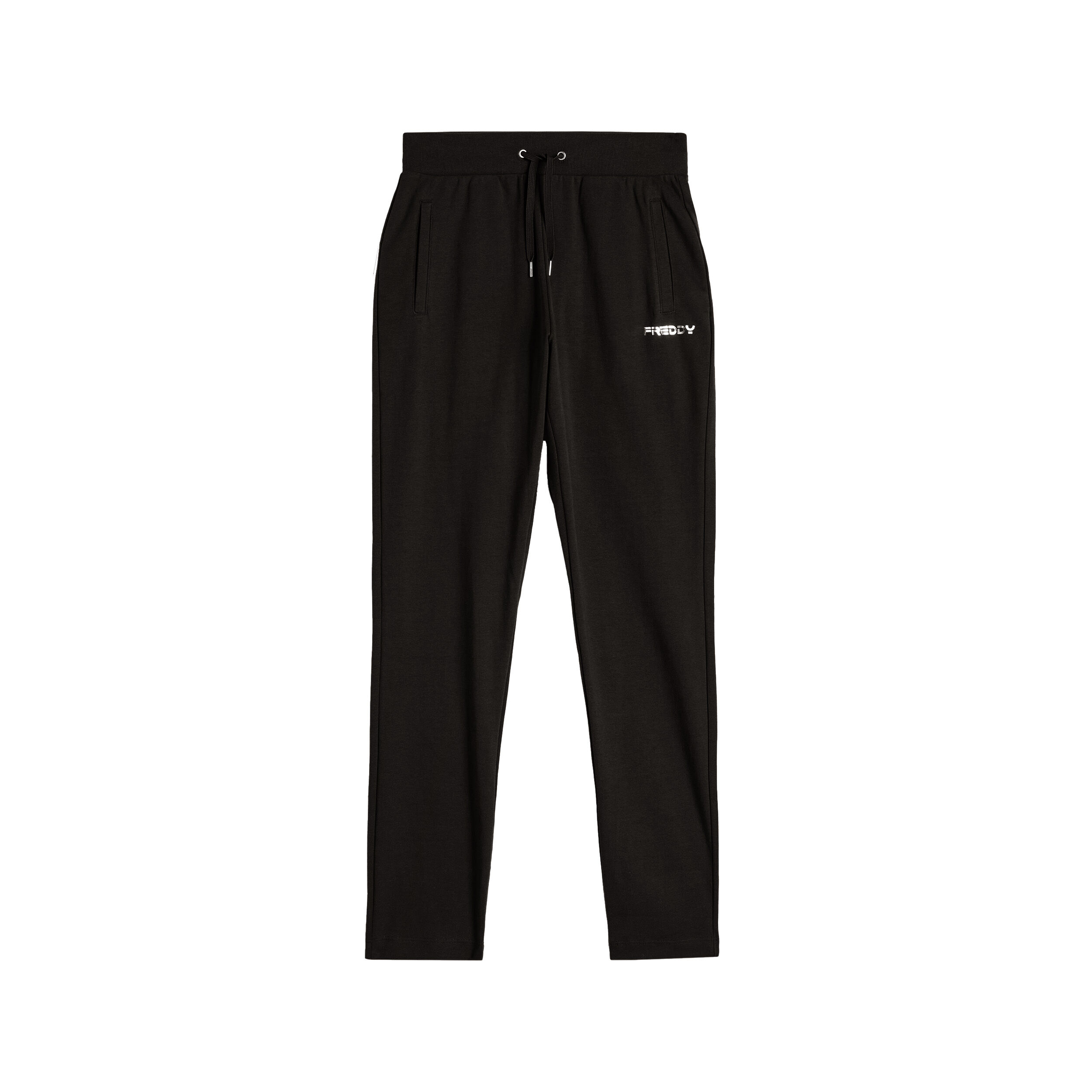 Freddy Pantaloni sportivi in cotone interlock fondo dritto e tasche Nero Donna Extra Small