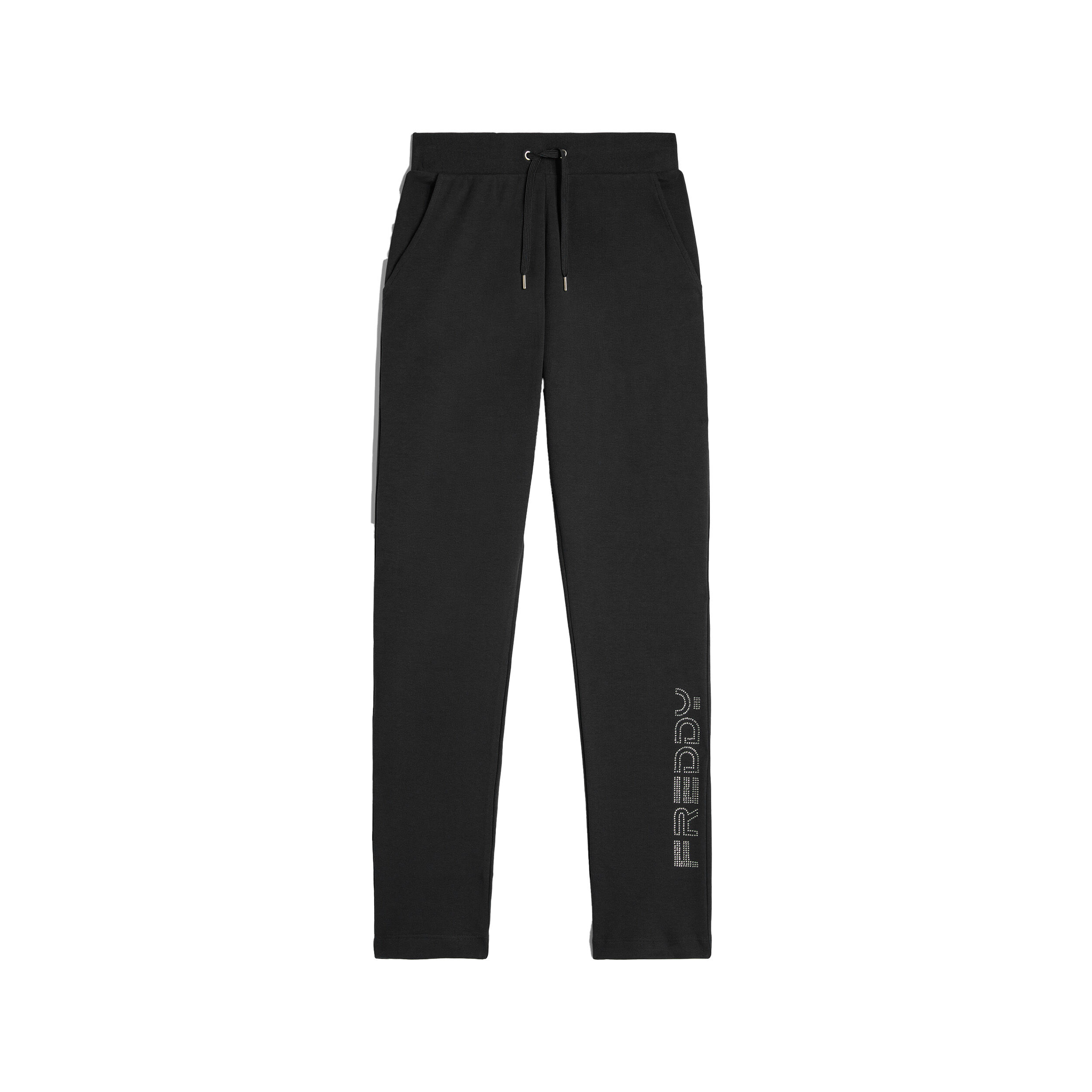 Freddy Pantaloni sportivi da donna con logo in strass sul fondo Nero Donna Medium