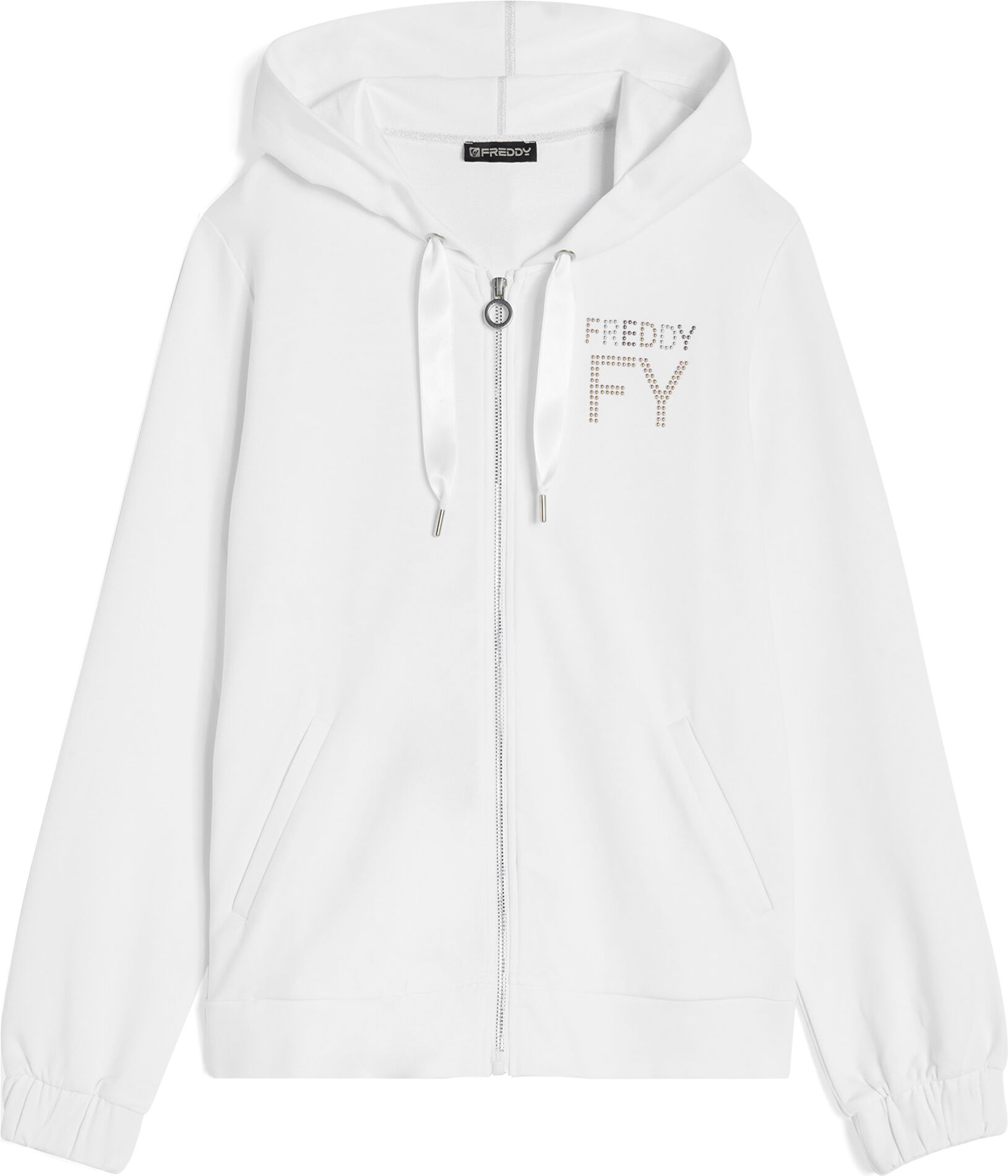 Freddy Felpa donna in french terry modal con cappuccio e zip Bianco Donna Medium