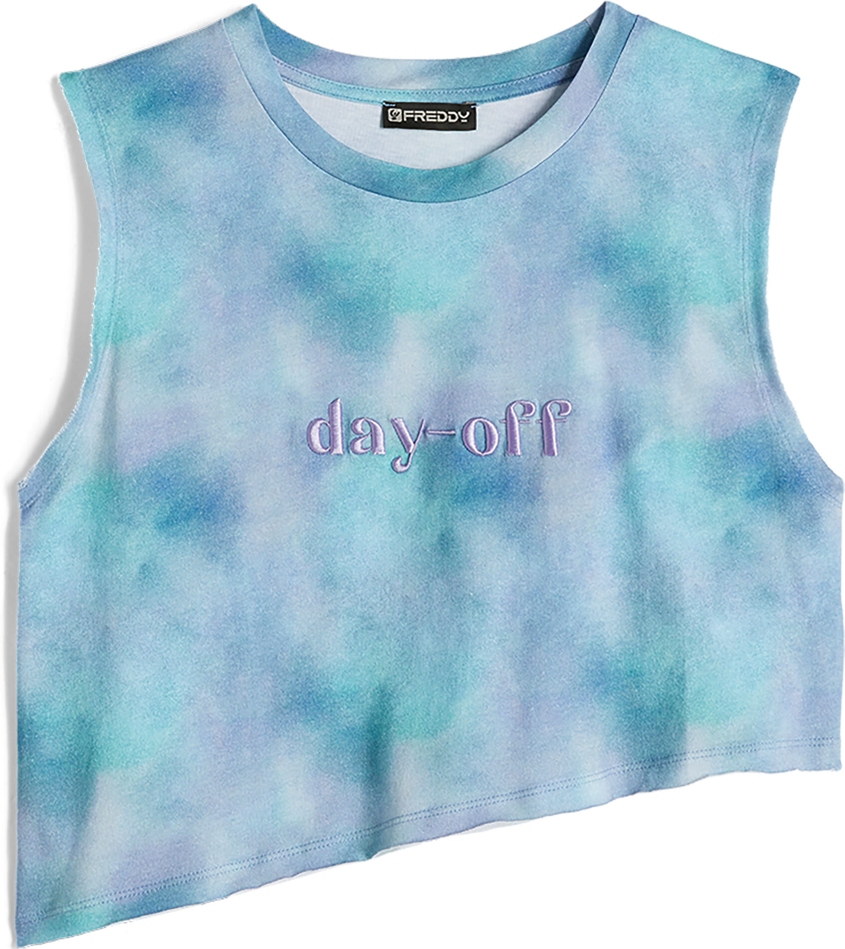 Freddy T-shirt tie dye corta con fondo asimmetrico dal taglio a vivo Printed Tie Dye Multicolor Donna Medium