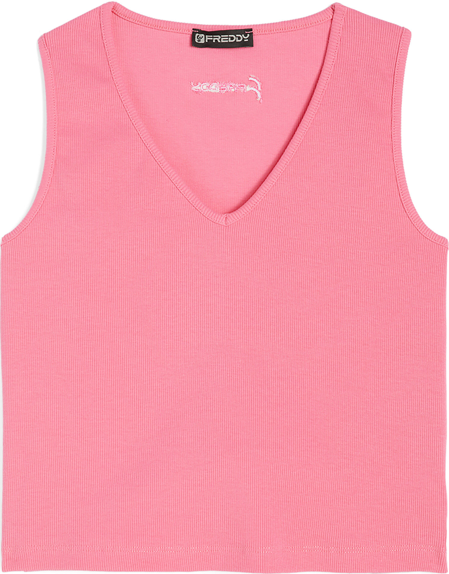 Freddy Top da donna slim fit in costina con scollo a V Pink Carnation Donna Extra Small