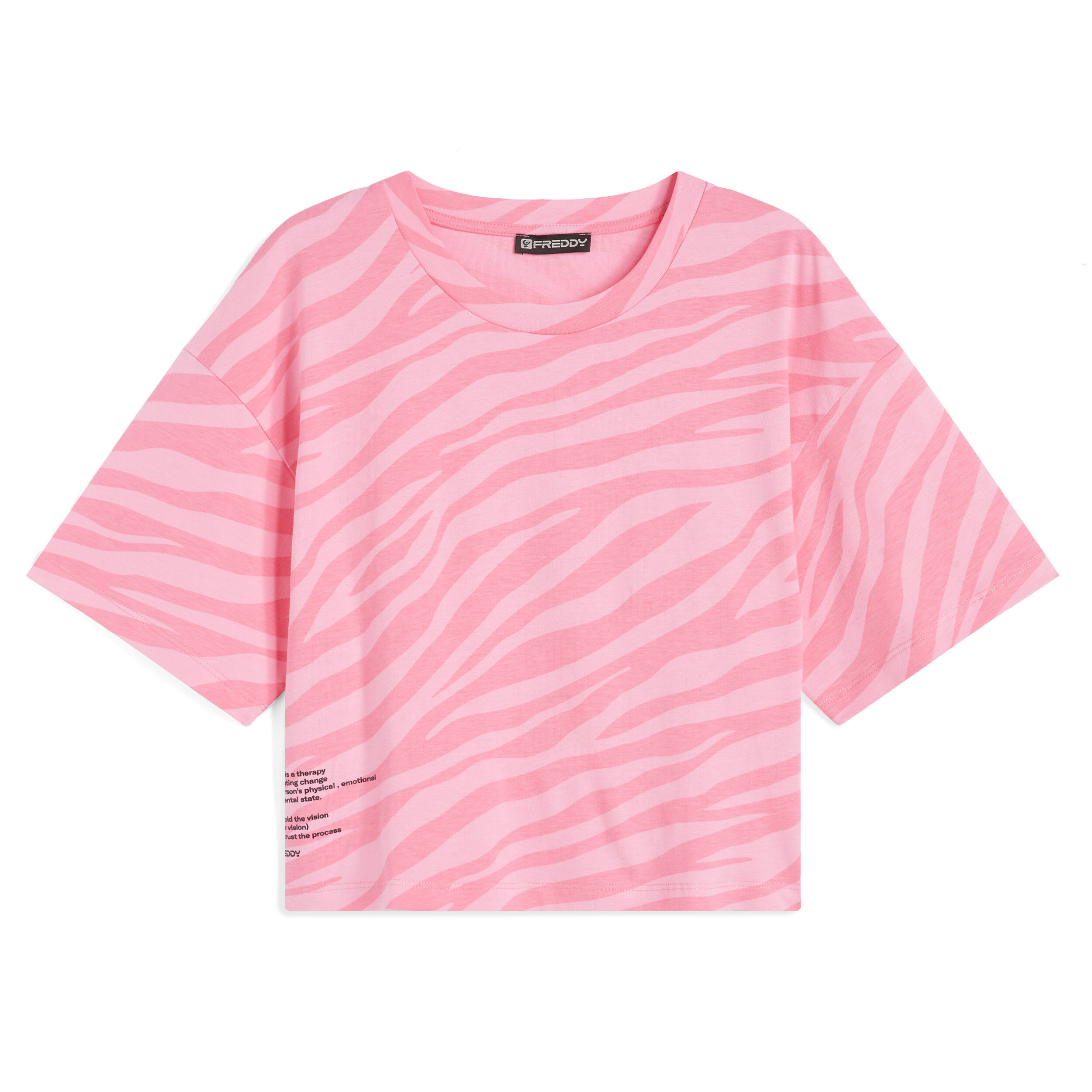 Freddy T-shirt corta da donna in jersey stampa zebrata in tono Zebra Animalier - Pink Donna Medium
