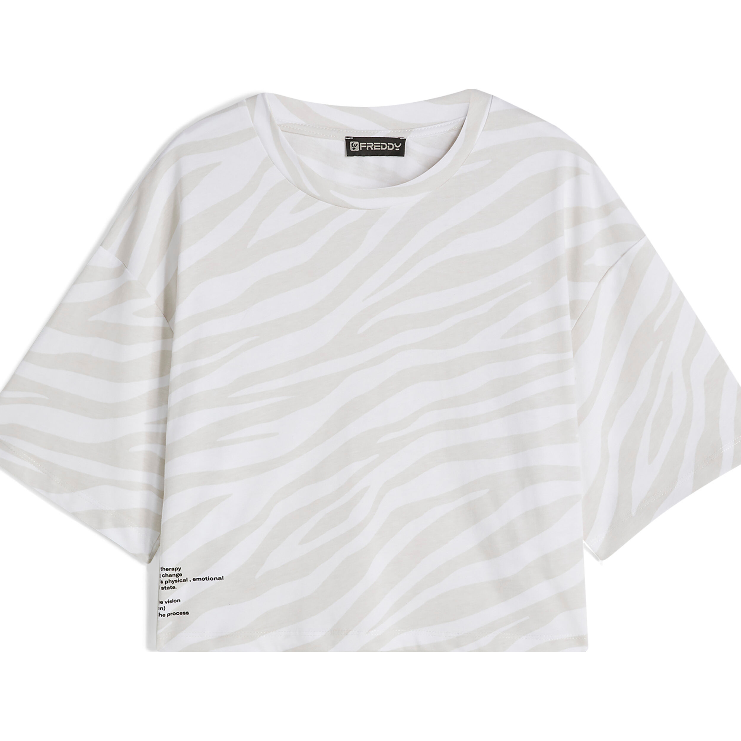 Freddy T-shirt corta da donna in jersey stampa zebrata in tono Zebra Animalier - White Donna Small