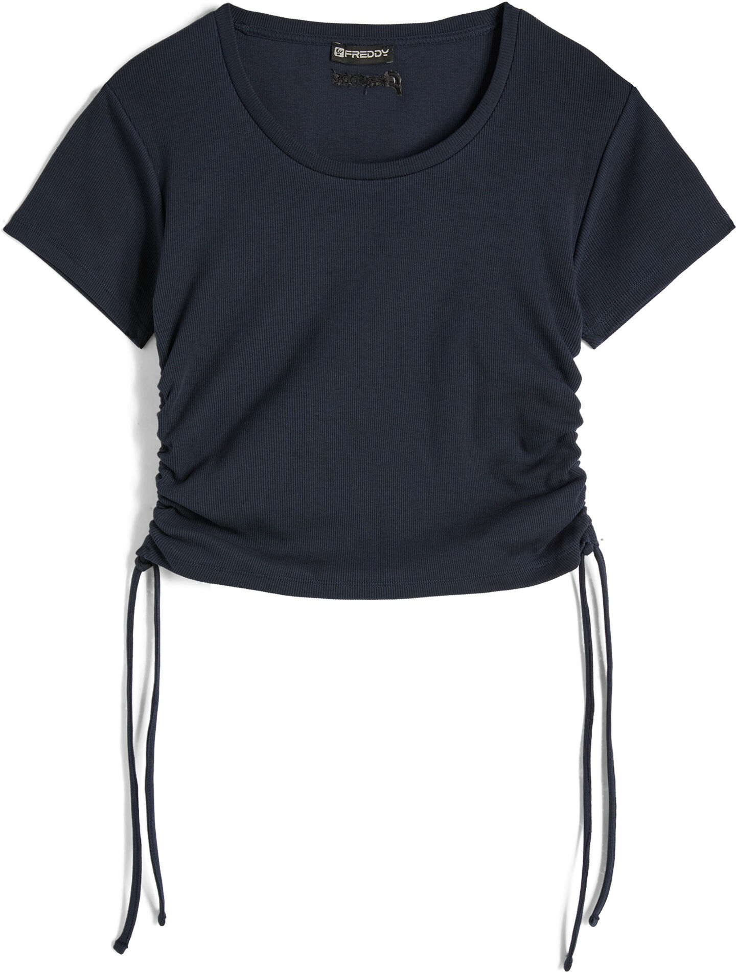 Freddy T-shirt donna slim fit in costina con laccetti sui fianchi Blu Navy Donna Medium