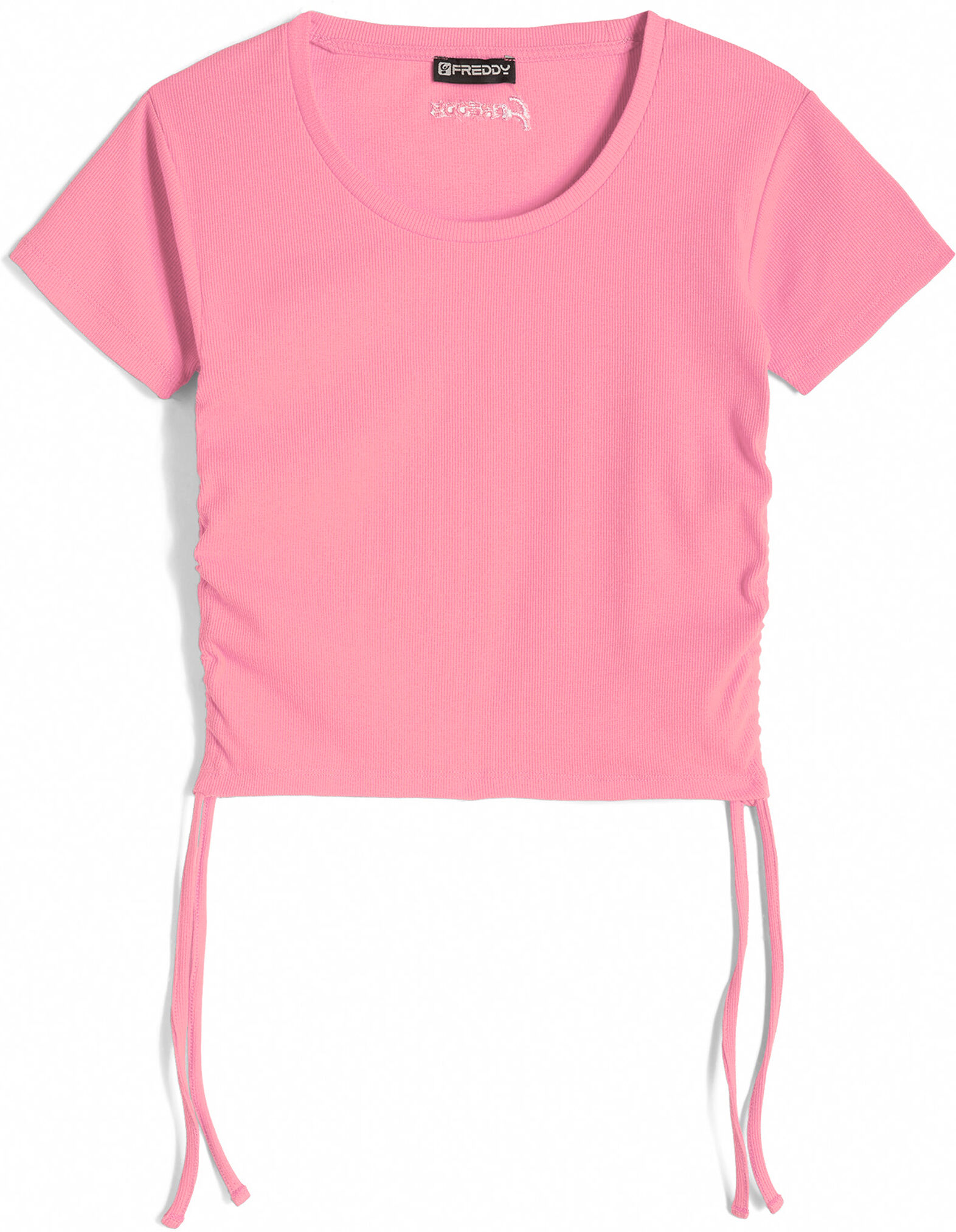 Freddy T-shirt donna slim fit in costina con laccetti sui fianchi Pink Carnation Donna Large