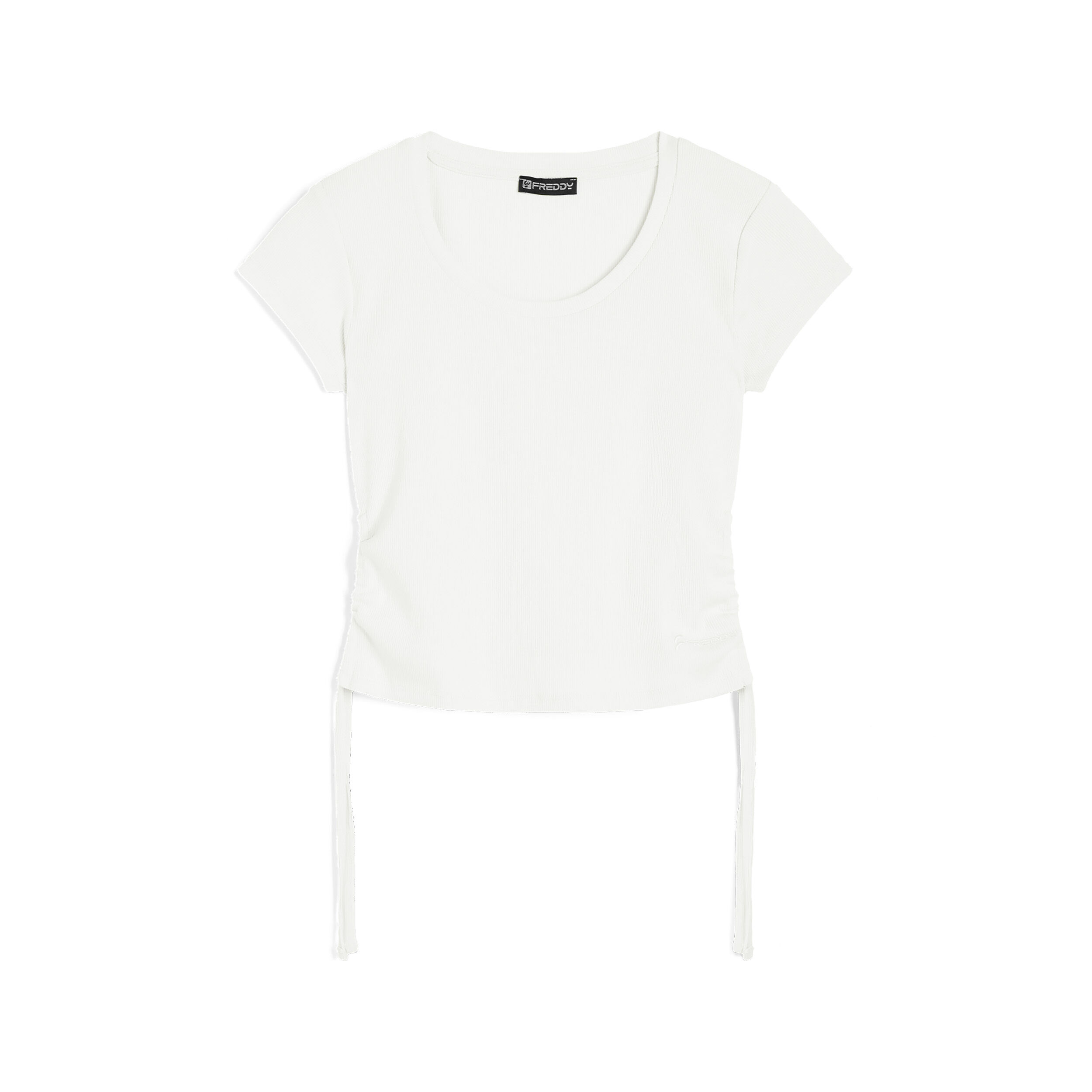 Freddy T-shirt donna slim fit in costina con laccetti sui fianchi White Alyssum Donna Medium