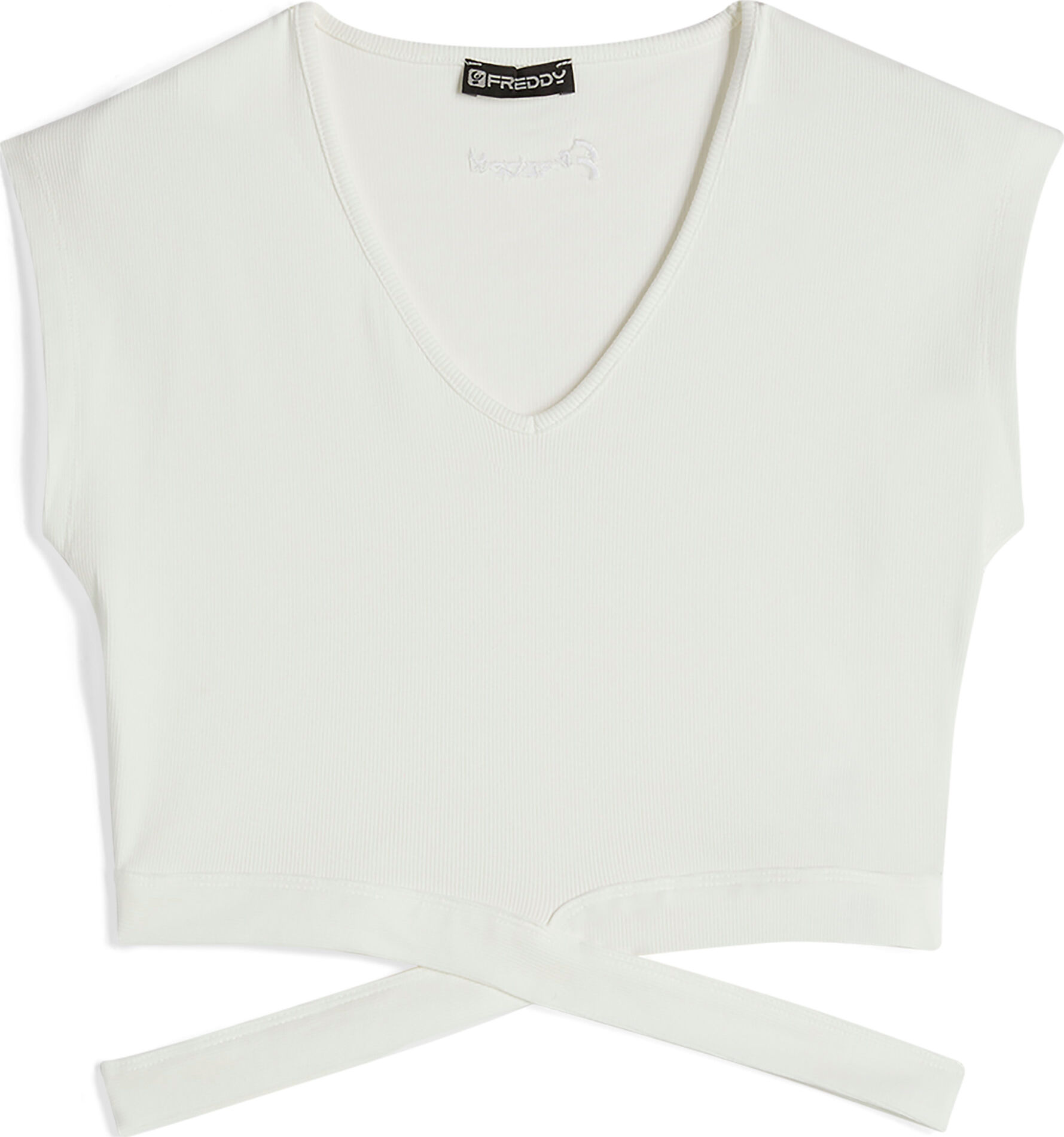 Freddy T-shirt slim fit in costina con gioco di incroci sul fondo White Alyssum Donna Extra Small