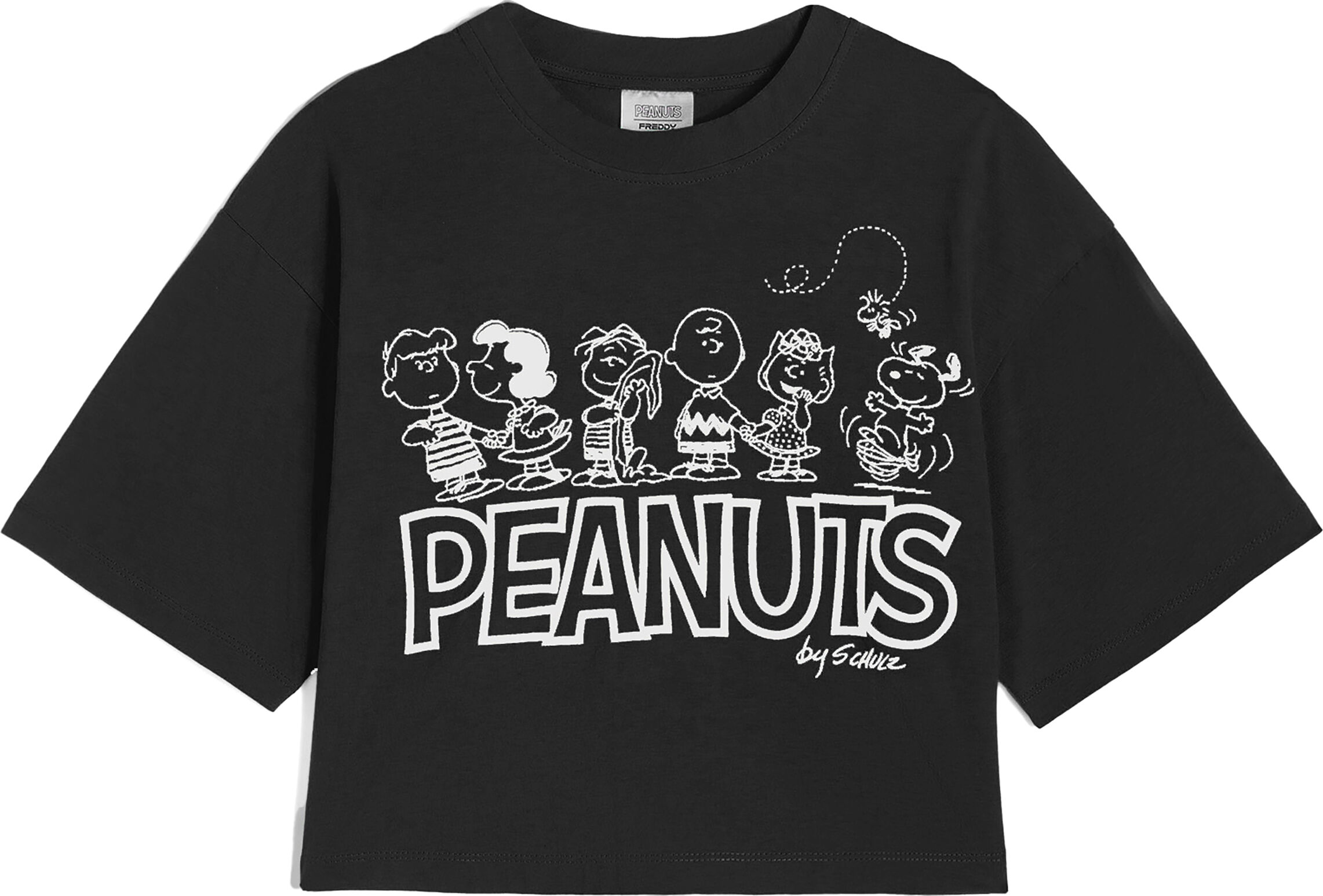 Freddy T-shirt donna corta in jersey con grafica Peanuts Nero Donna Large