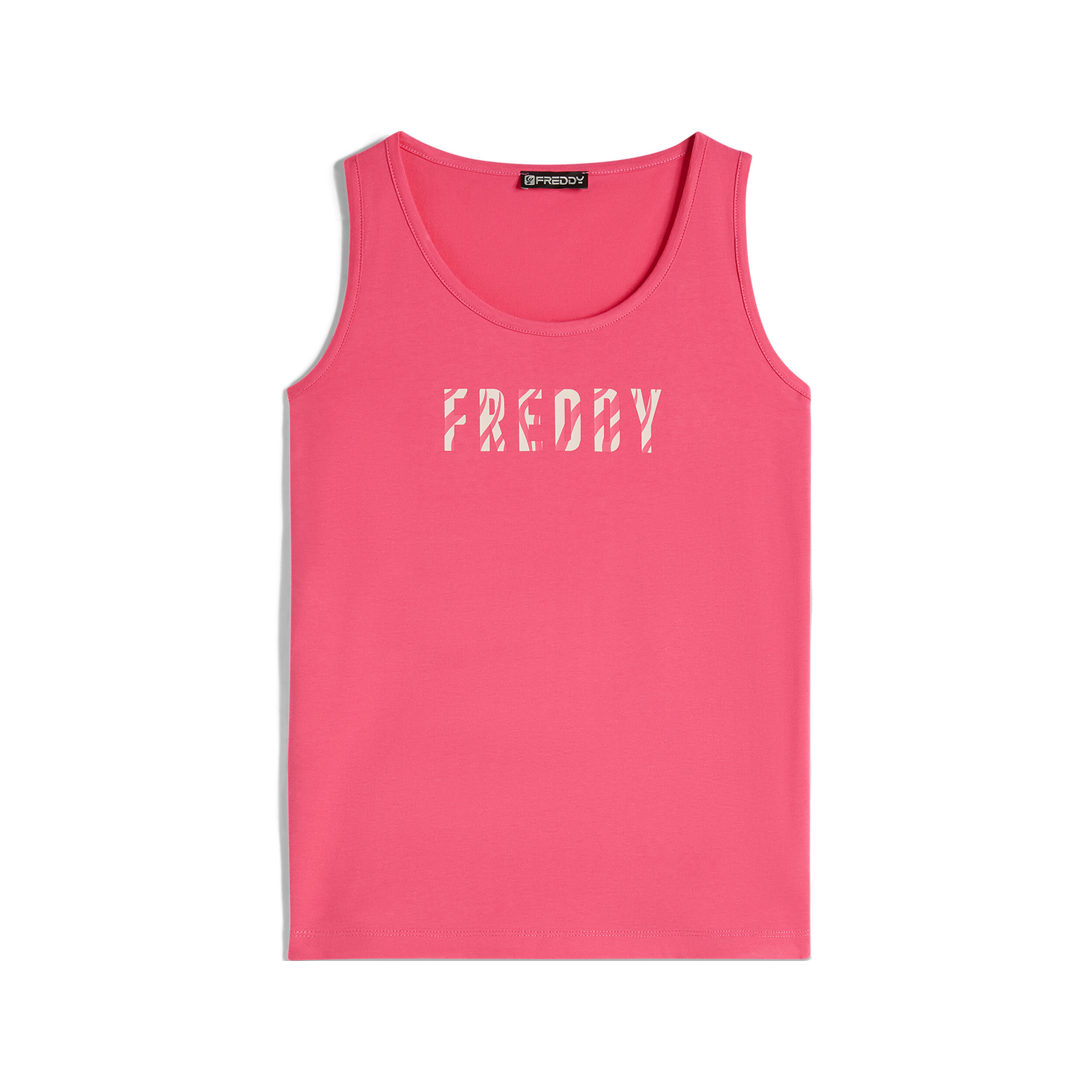 Freddy Canotta da donna in jersey con piccolo logo zebrato Fuchsia-Zebra Fuchsia On Beige Donna Medium