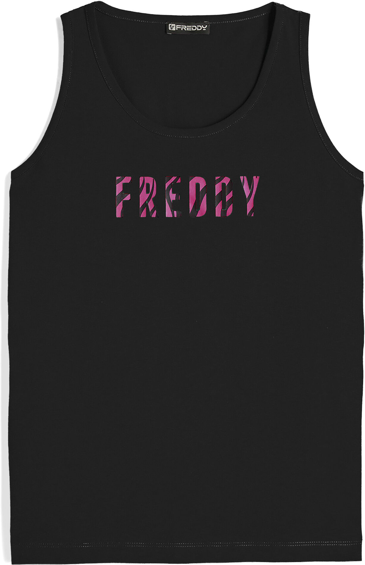 Freddy Canotta da donna in jersey con piccolo logo zebrato Black-Zebra Black On Fuchsia Donna Large