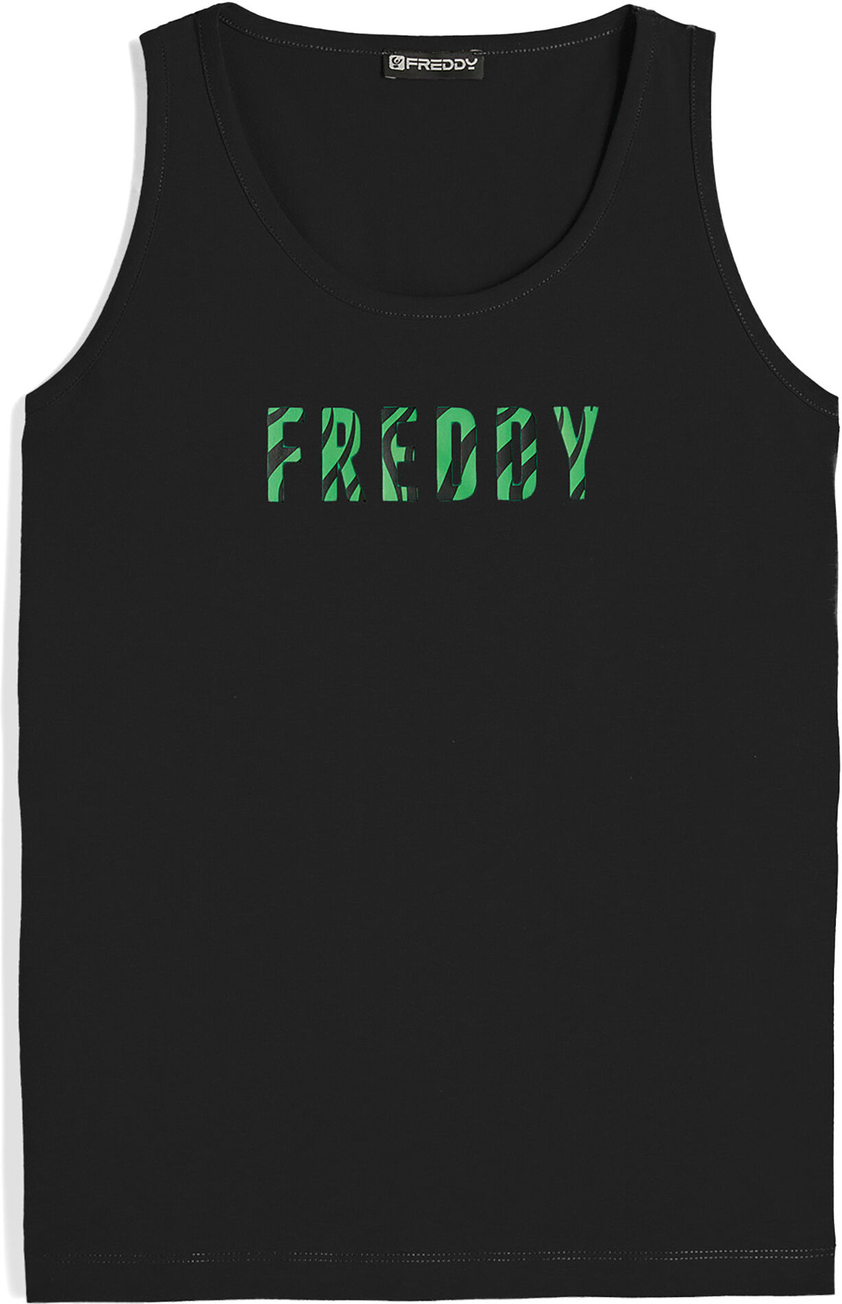 Freddy Canotta da donna in jersey con piccolo logo zebrato Black- Zebra Black On Green Donna Extra Small