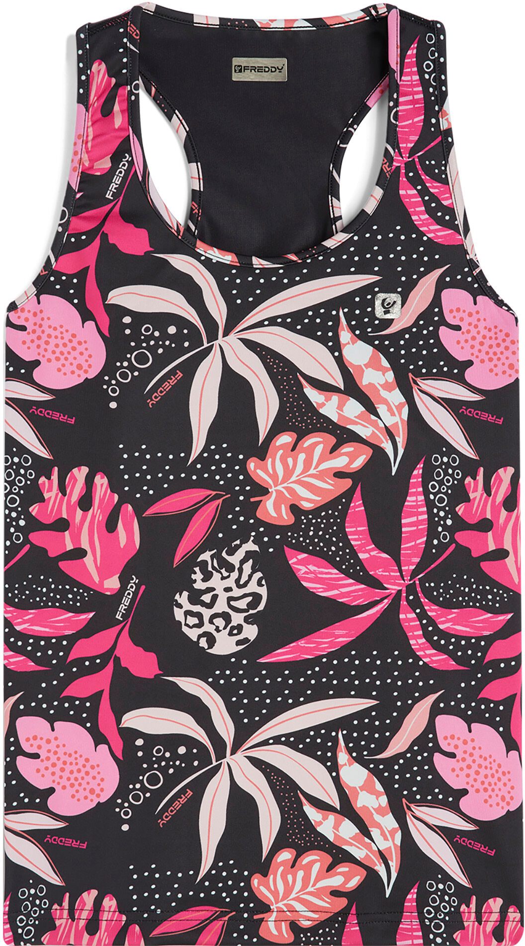 Freddy Canotta sportiva in tessuto traspirante stampa tropicale Allover Tropical Leaves Pink Donna Large