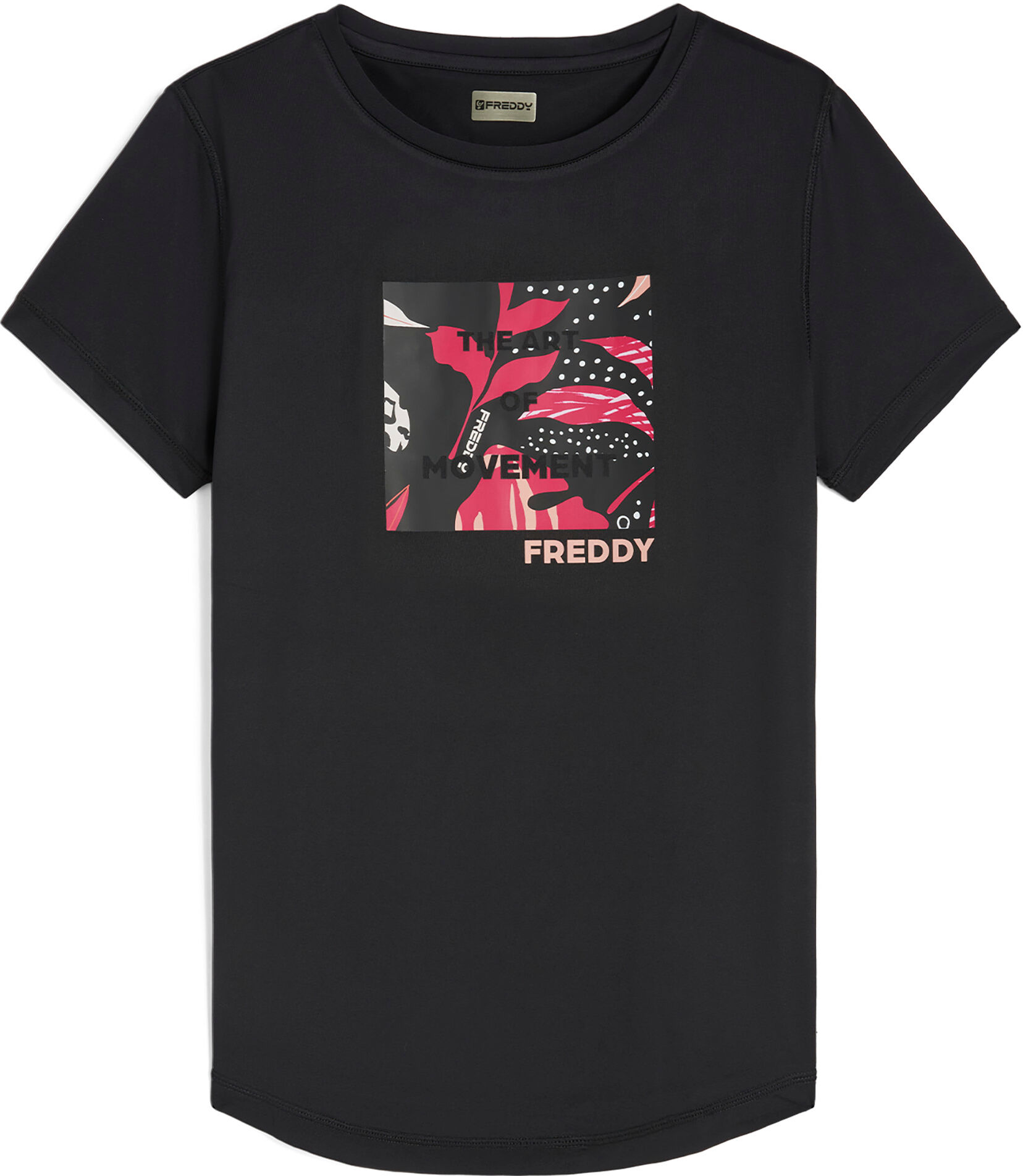 Freddy T-shirt in tessuto tecnico traspirante con stampa colorata Black-Allover Tropical Pink Donna Xxx Large