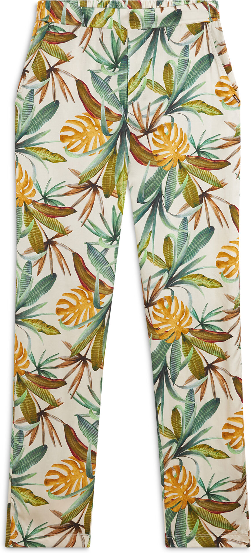 Freddy Pantaloni donna in satin di viscosa a fantasia tropical White - Allover Flower Donna Small