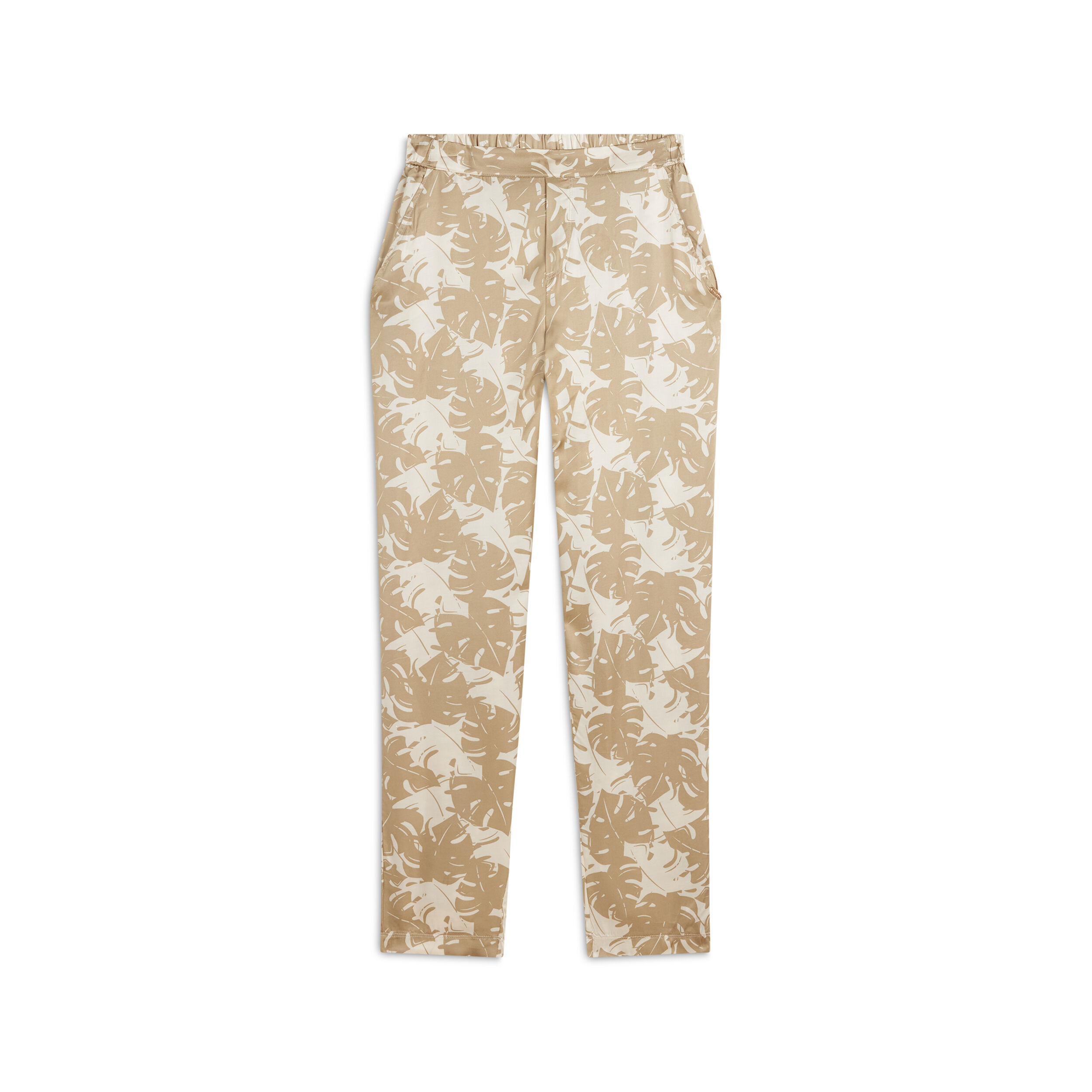 Freddy Pantaloni donna in satin di viscosa a fantasia tropical Beige And White Allover Flower Donna Extra Large