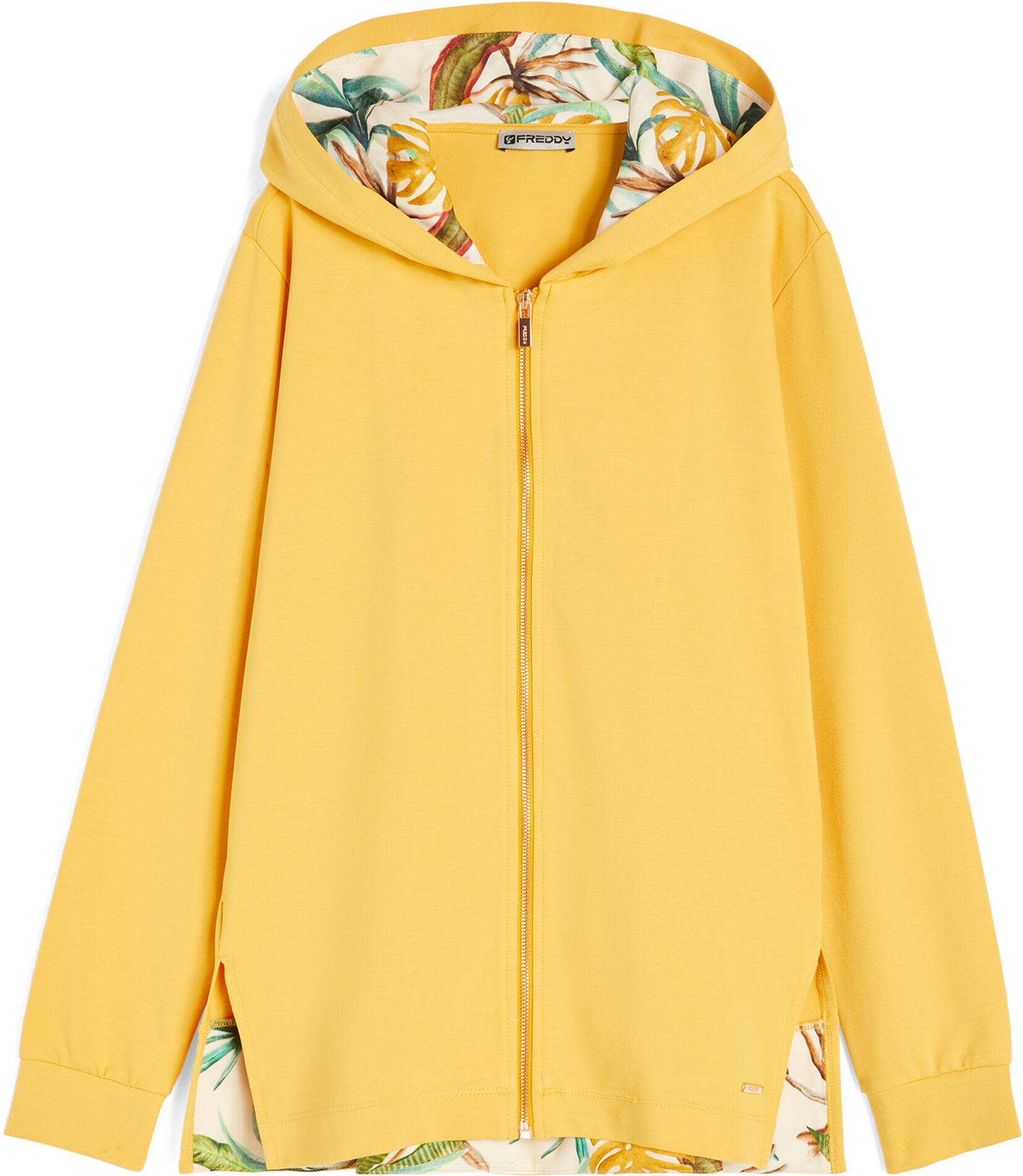 Freddy Felpa collo alto e zip in jersey con dettagli tropical Yellow -B&W Allover Flower Donna Small