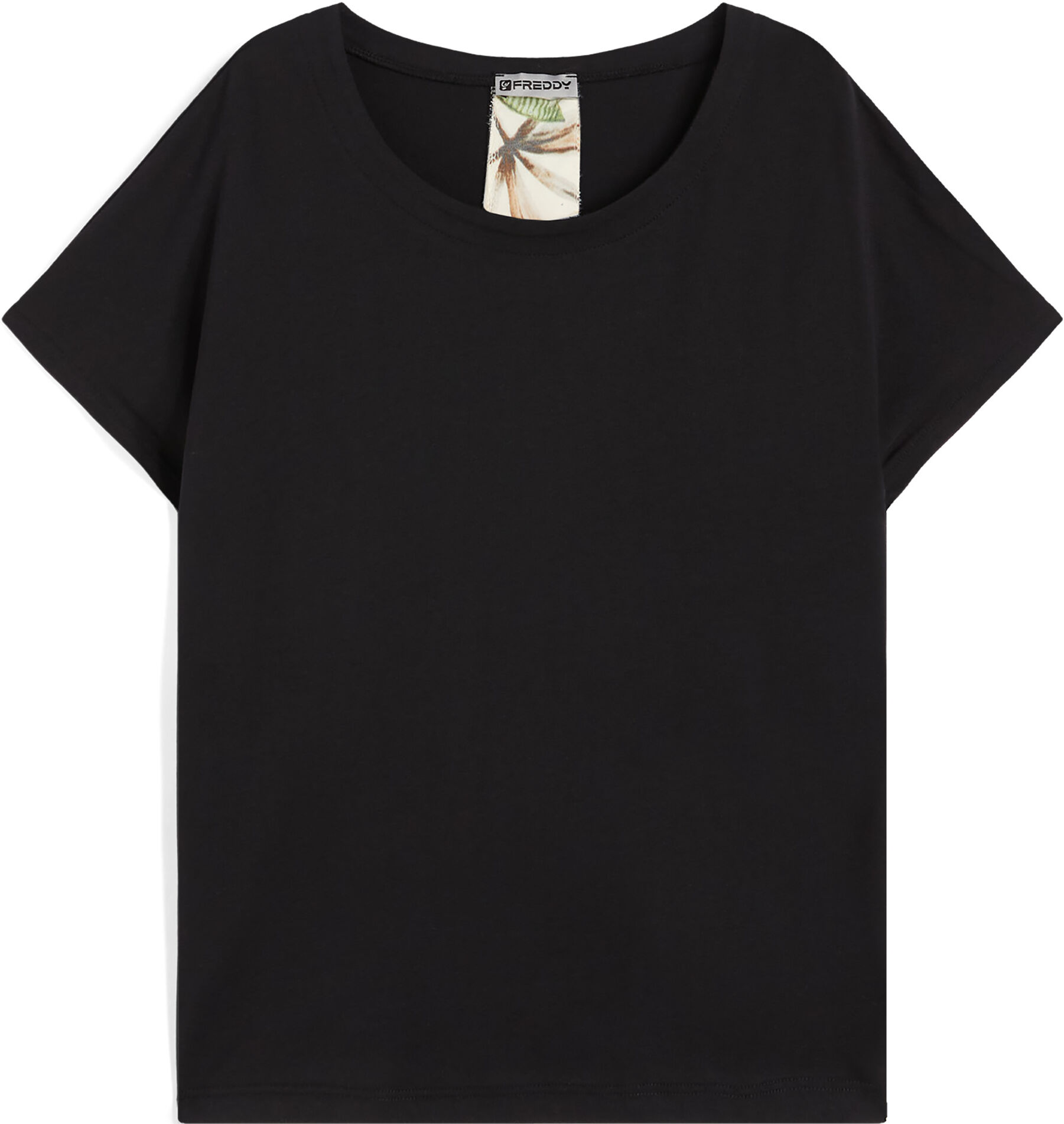 Freddy T-shirt donna con inserto posteriore stampa tropical Black -B&W Allover Flower Donna Medium