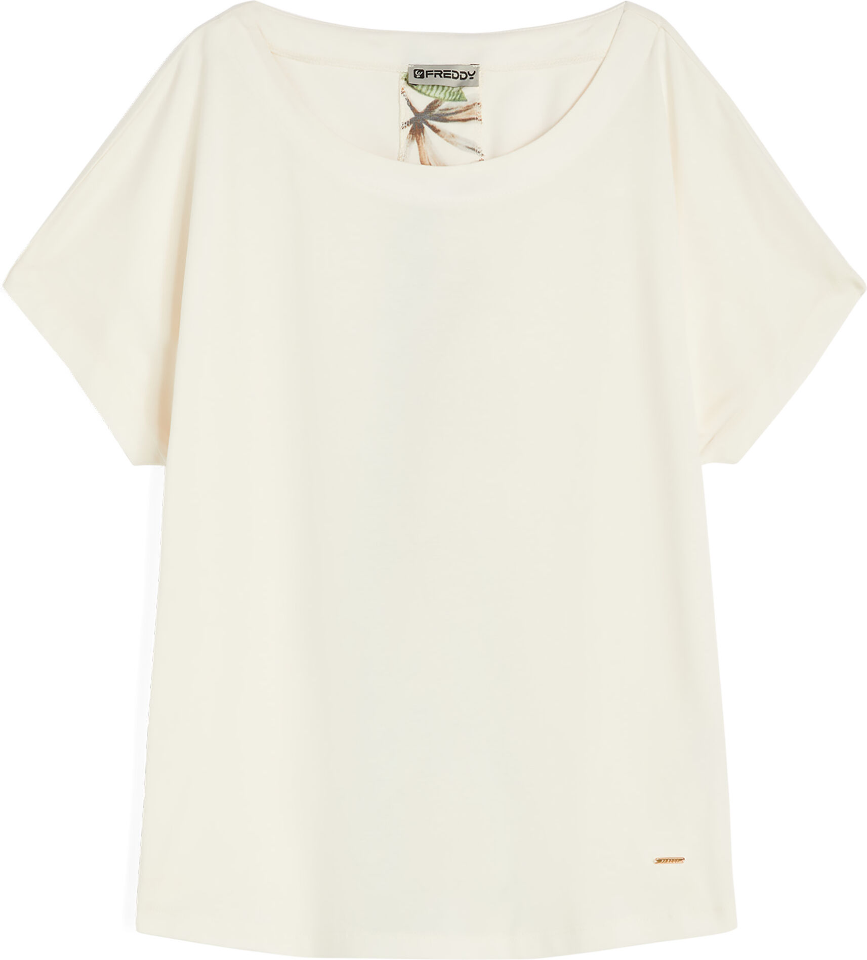 Freddy T-shirt donna con inserto posteriore stampa tropical White -B&W Allover Flower Donna Medium