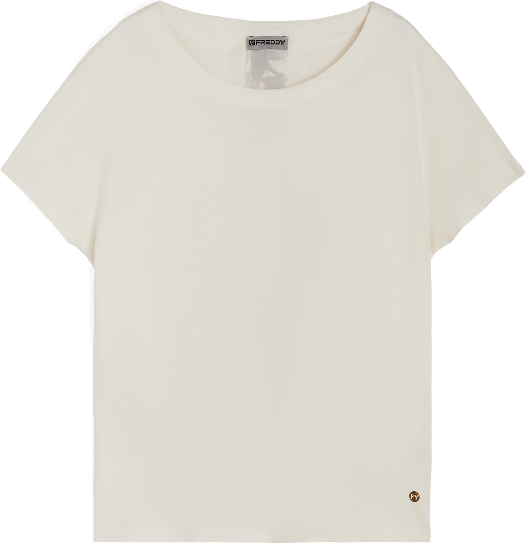 Freddy T-shirt donna con inserto posteriore stampa tropical White -Beige&White Allover Donna Medium