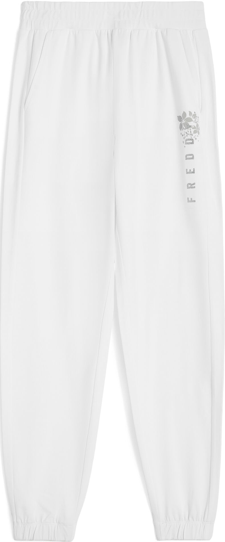 Freddy Pantaloni sportivi in heavy jersey con logo glitter e fiori Bianco Donna Medium