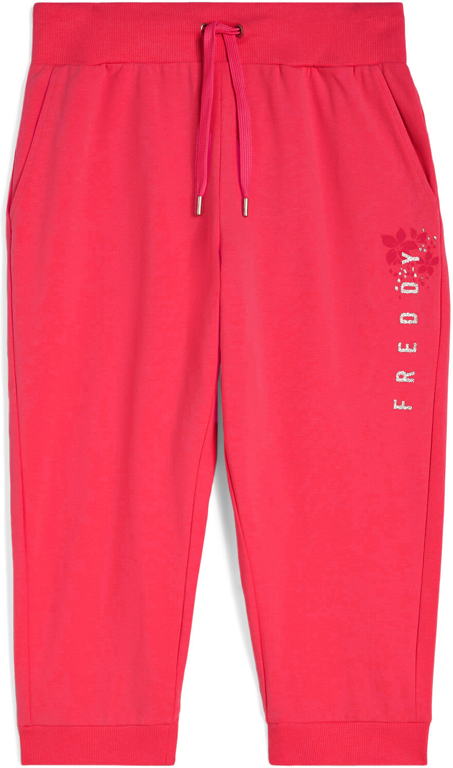 Freddy Pantaloni corsaro in heavy jersey con logo glitter e fiori Rose Red Donna Small