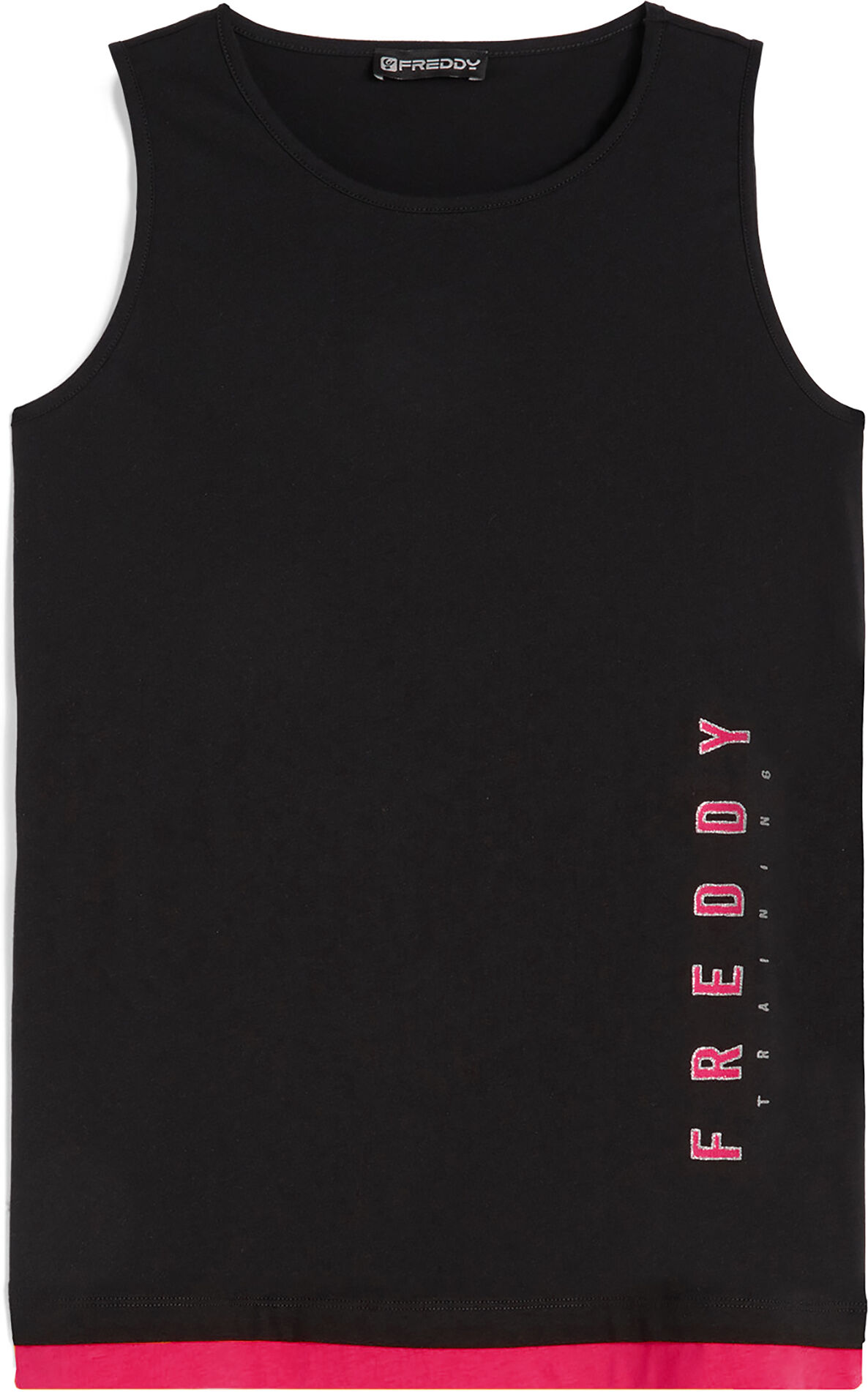 Freddy Canotta donna in jersey con inserto colorato sul fondo Black-Rose Red Donna Large