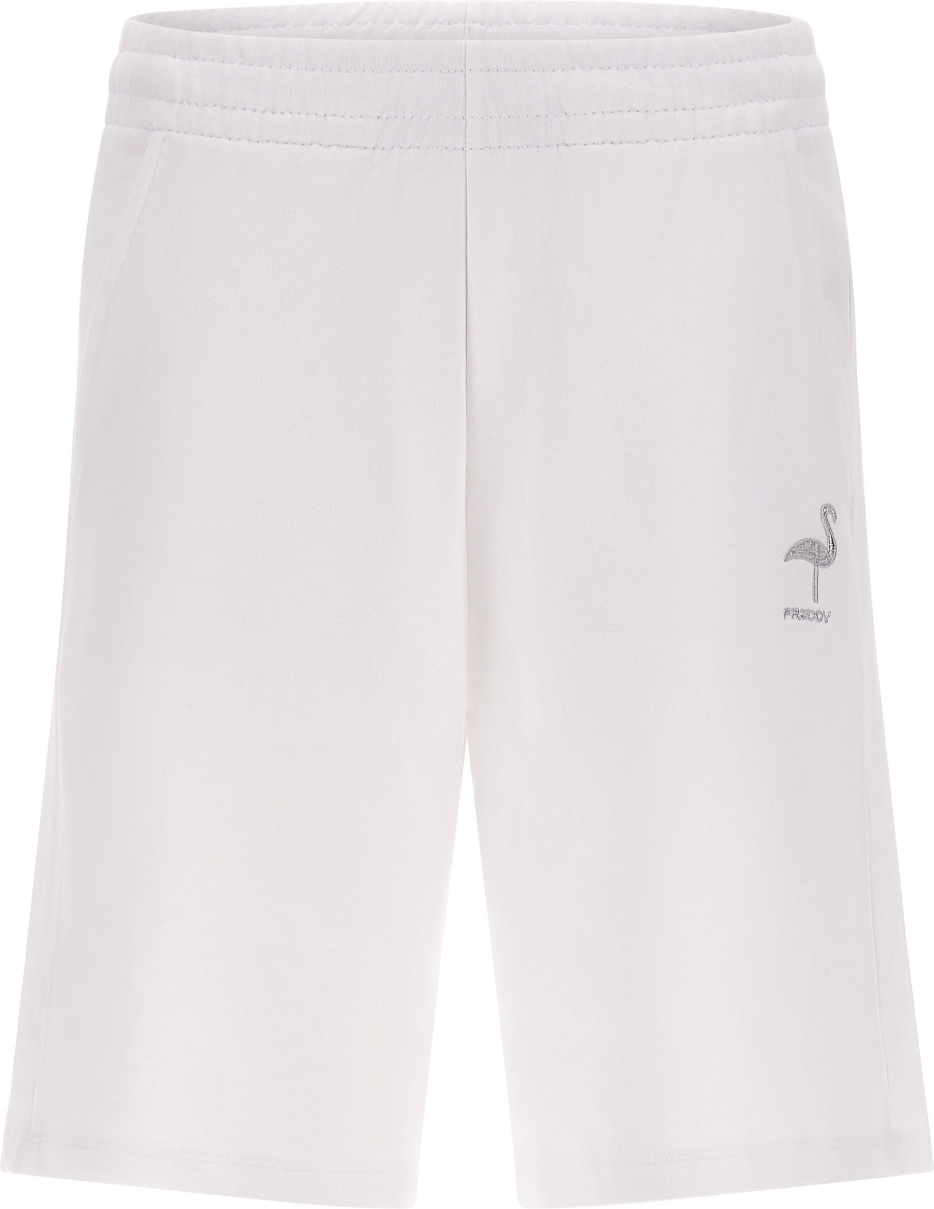 Freddy Pantaloncini in felpa leggera con patch fenicottero in tono Bianco Donna Medium