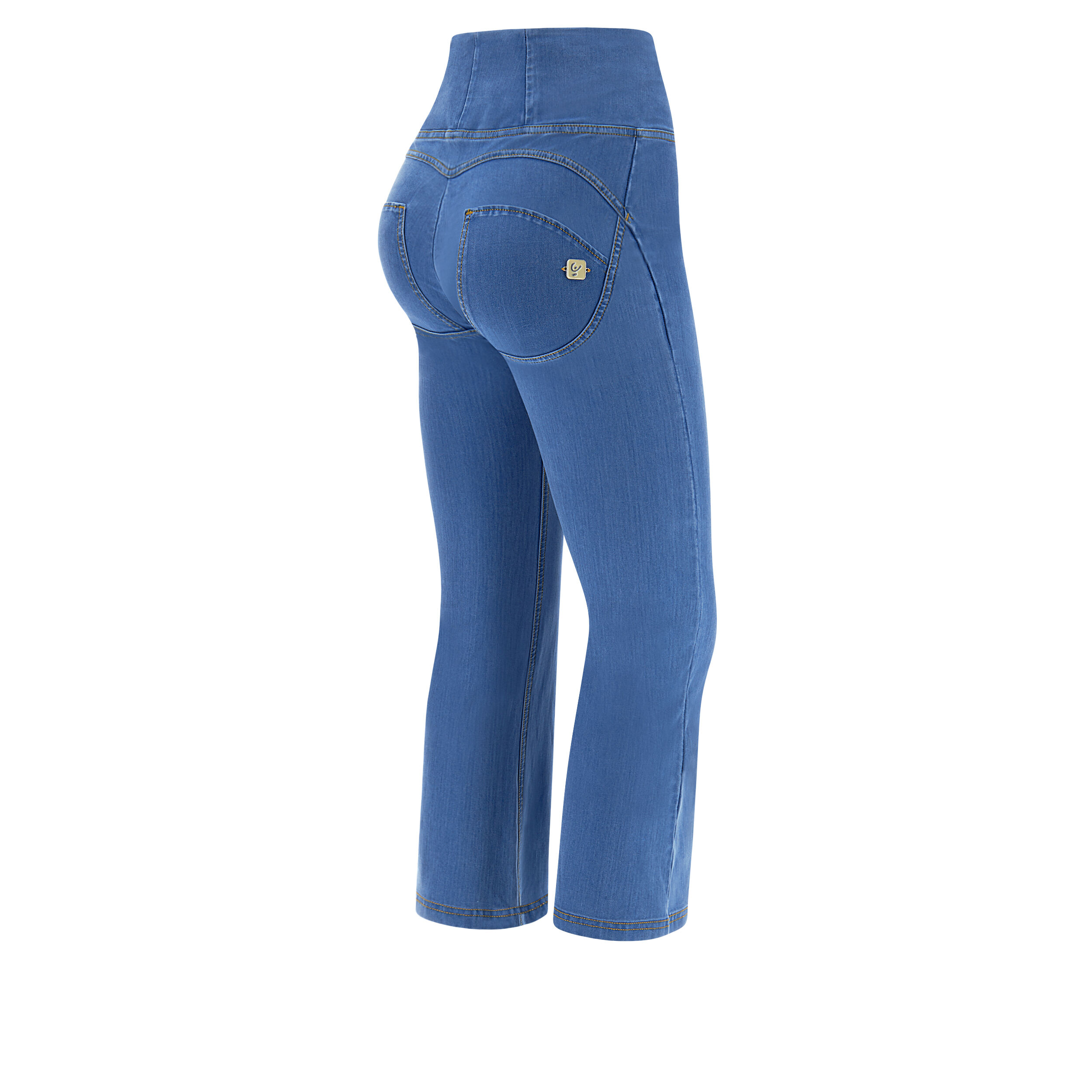 Freddy Push up WR.UP® 7/8 flare vita alta in jersey denim sostenibile Clear Jeans-Yellow Seams Donna Small