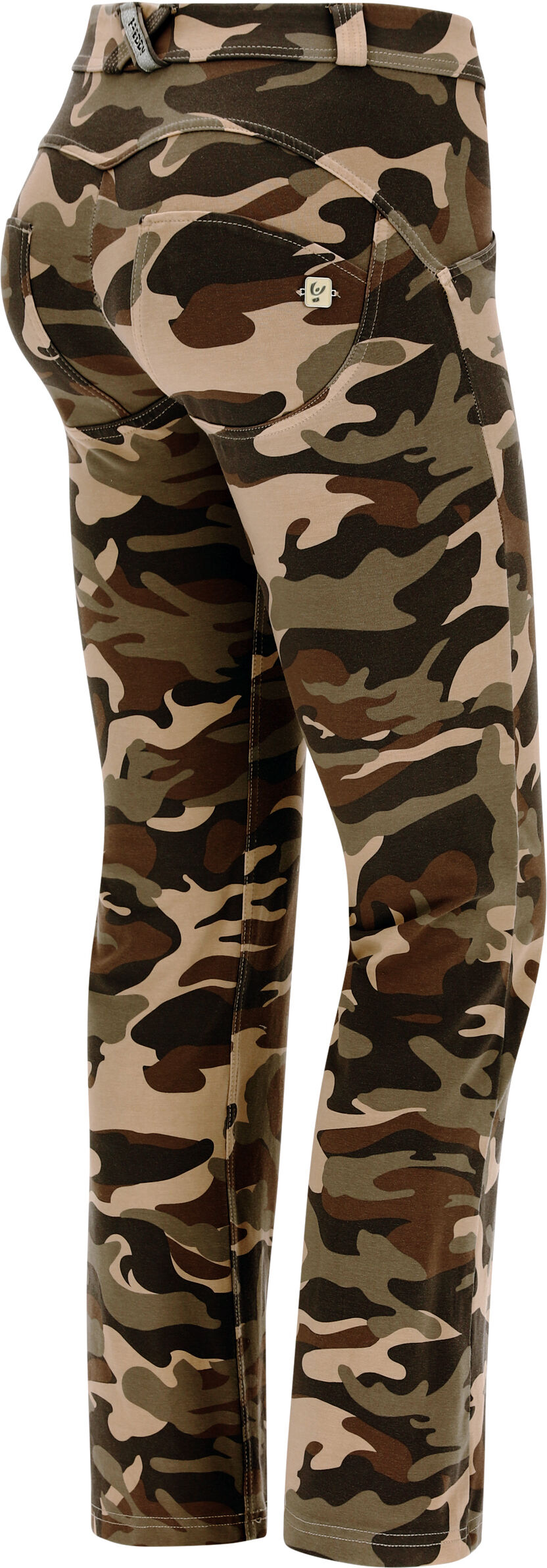 Freddy Pantaloni push up WR.UP® wide botton cropped in jersey camo Marrone-Mimetico Donna Large