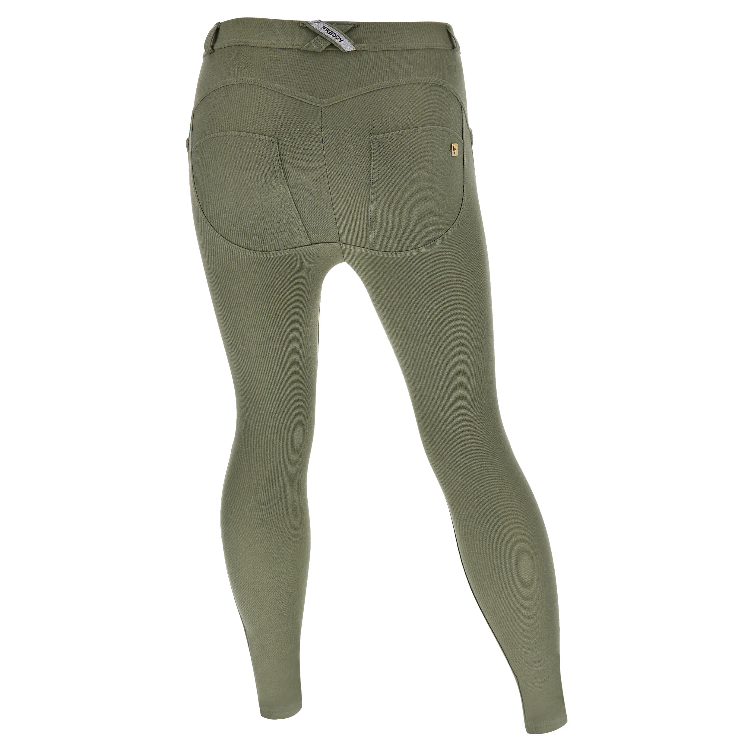 Freddy Pantaloni push up WR.UP® curvy jersey drill ecosostenibile Oil Green Donna Large