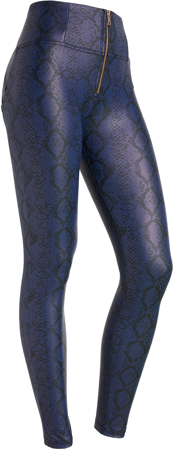 Freddy Pantaloni WR.UP® vita alta in similpelle pitonata colorata Snake Allover Blue Donna Small