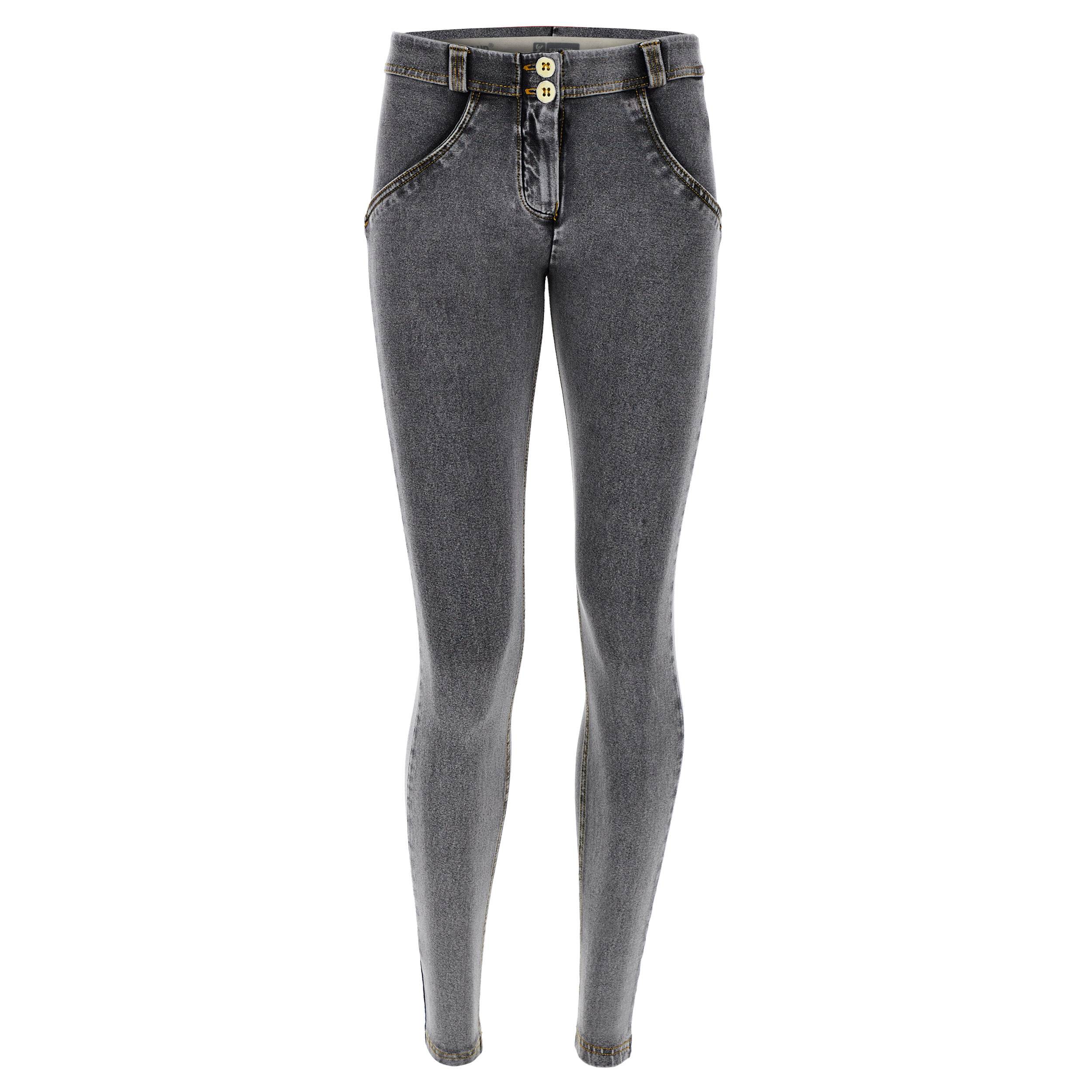 Freddy Jeggings push up WR.UP® superskinny jersey-denim organico Gray Jeans-Yellow Seams Donna Small