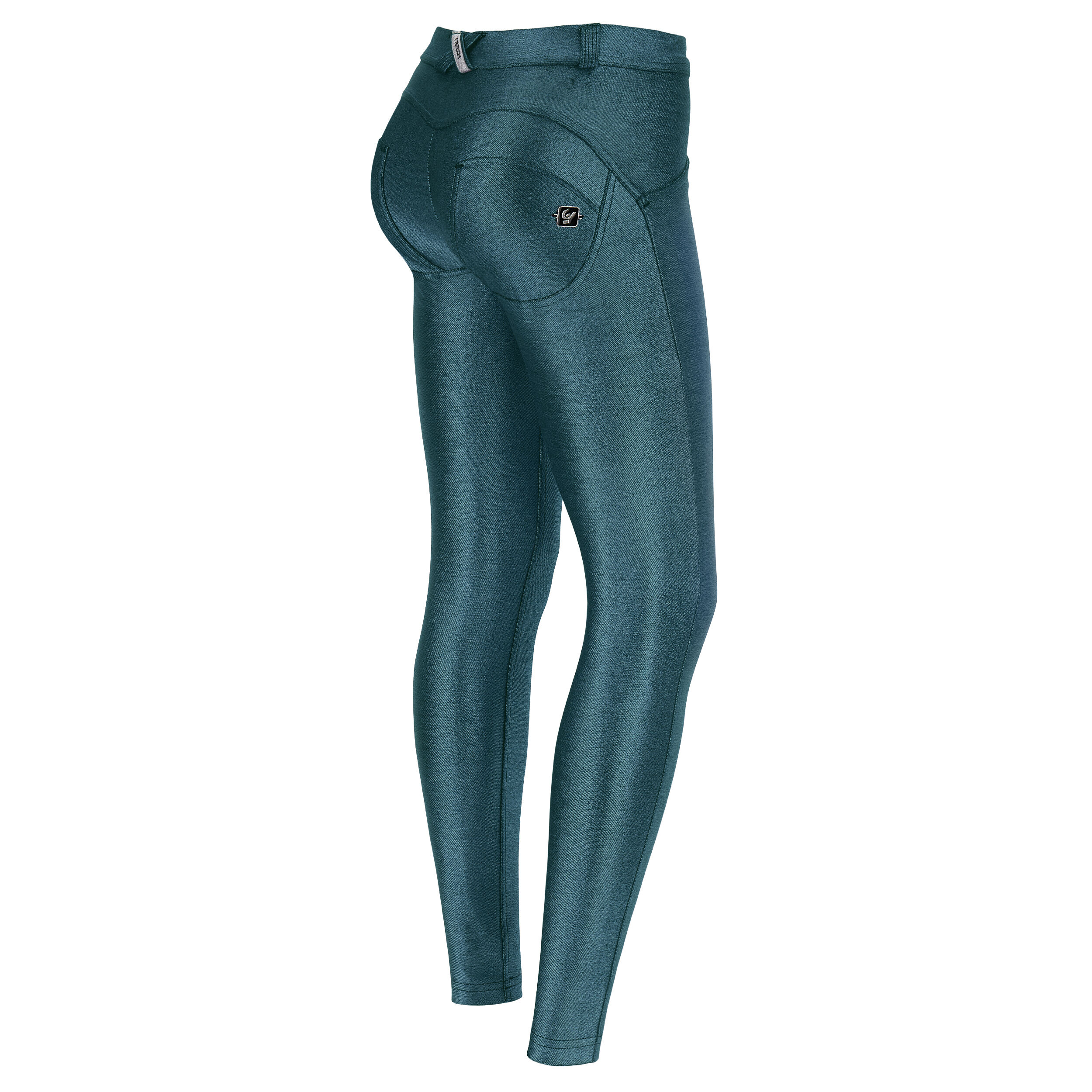 Freddy Pantaloni push up WR.UP® vita regular effetto metallizzato Nero+Metal Green Donna Large