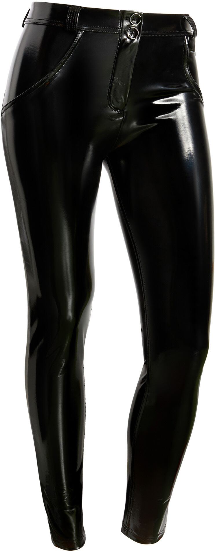 Freddy Pantaloni push up WR.UP® superskinny vita regular in latex Nero Donna Xxs