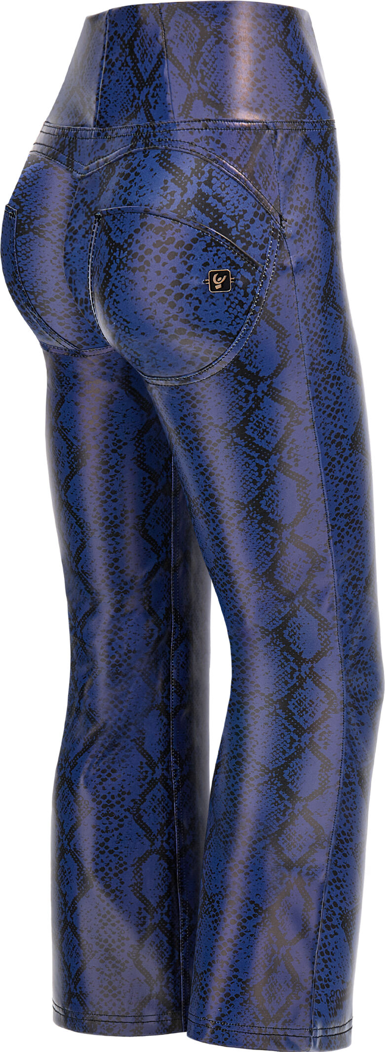 Freddy Pantaloni WR.UP® similpelle pitonata fondo flare cropped Snake Allover Blue Donna Large