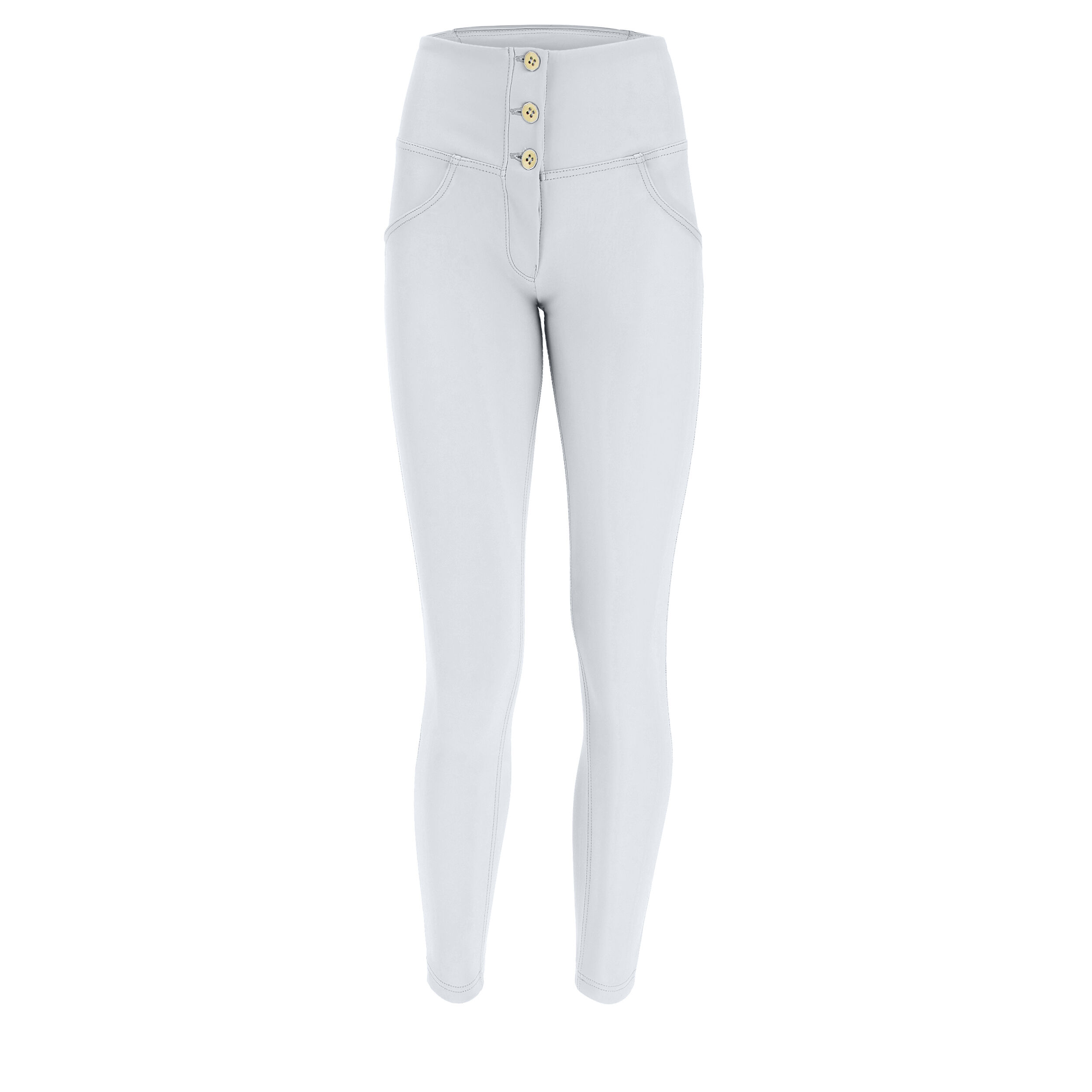 Freddy Pantaloni push up WR.UP® 7/8 vita alta bottoni similpelle Bianco Donna Small