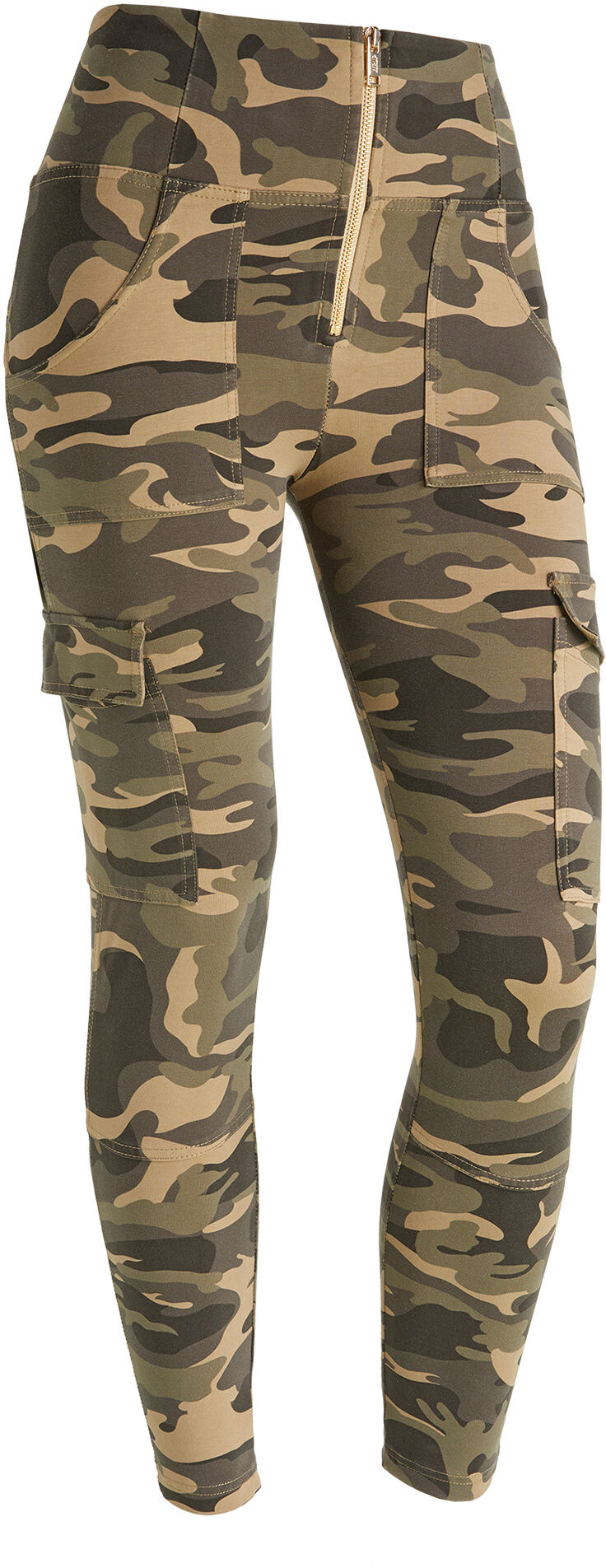 Freddy Pantaloni WR.UP® stile cargo con vita alta in jersey camo Marrone-Mimetico Donna Xxs