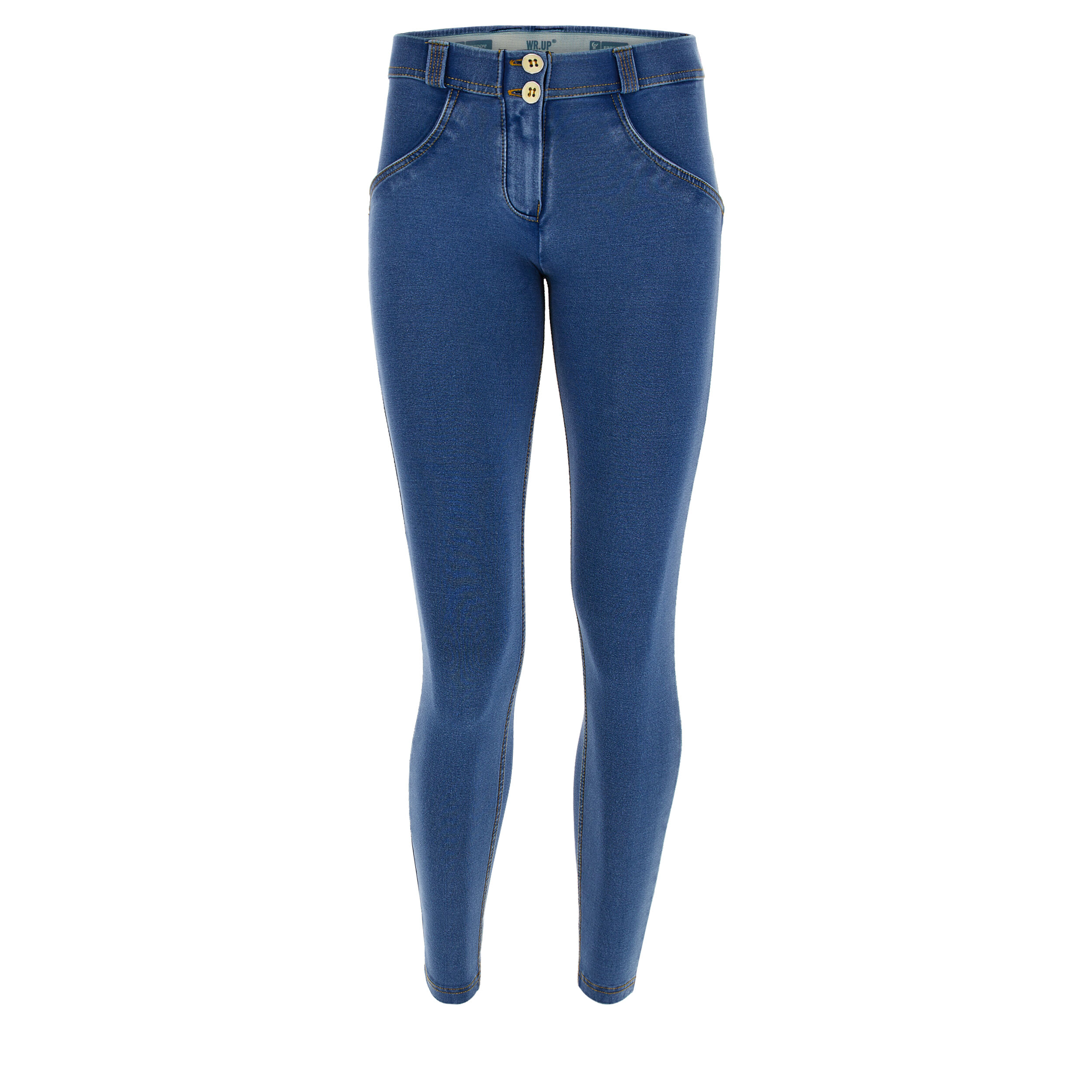 Freddy Jeggings push up WR.UP® 7/8 vita bassa in jersey sostenibile Clear Jeans-Yellow Seams Donna Large