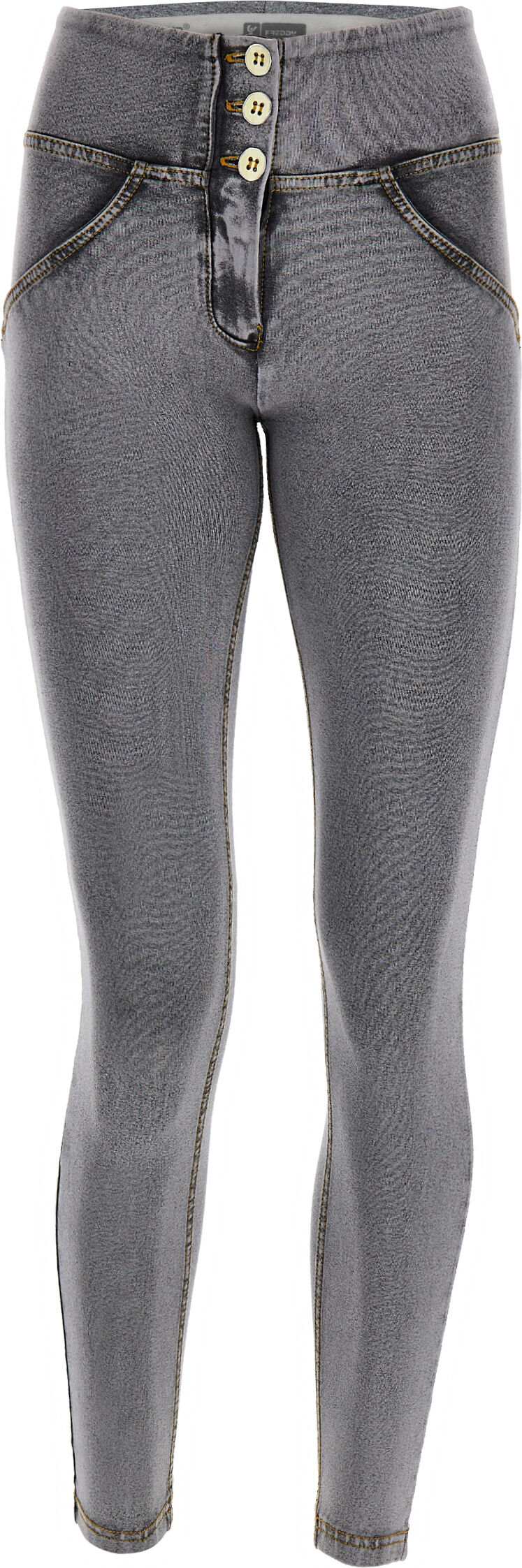 Freddy Jeggings push up WR.UP® 7/8 superskinny a vita media Gray Jeans-Yellow Seams Donna Large