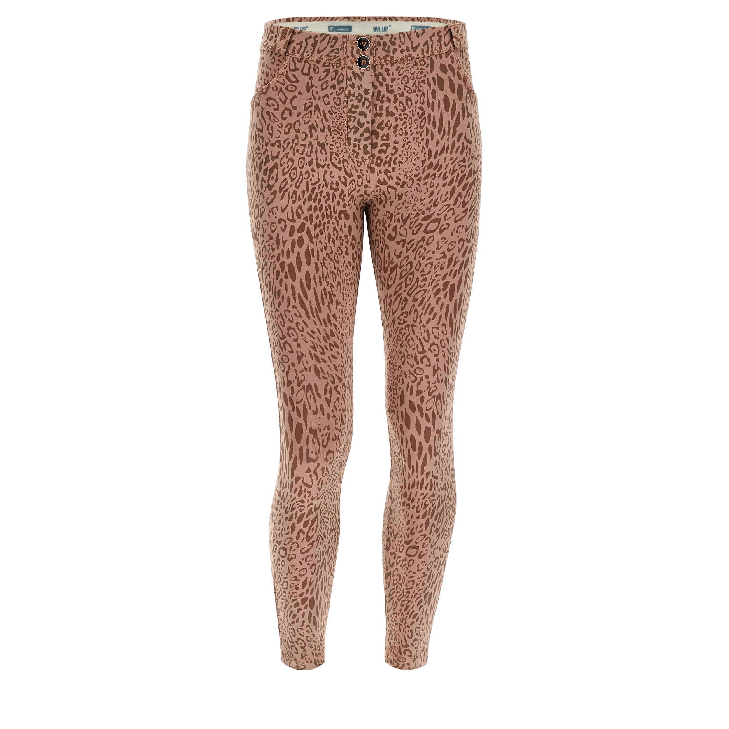 Freddy Pantaloni WR.UP® vita alta in cotone stampato animalier Animalier Allover Pink Dyed Donna Extra Small