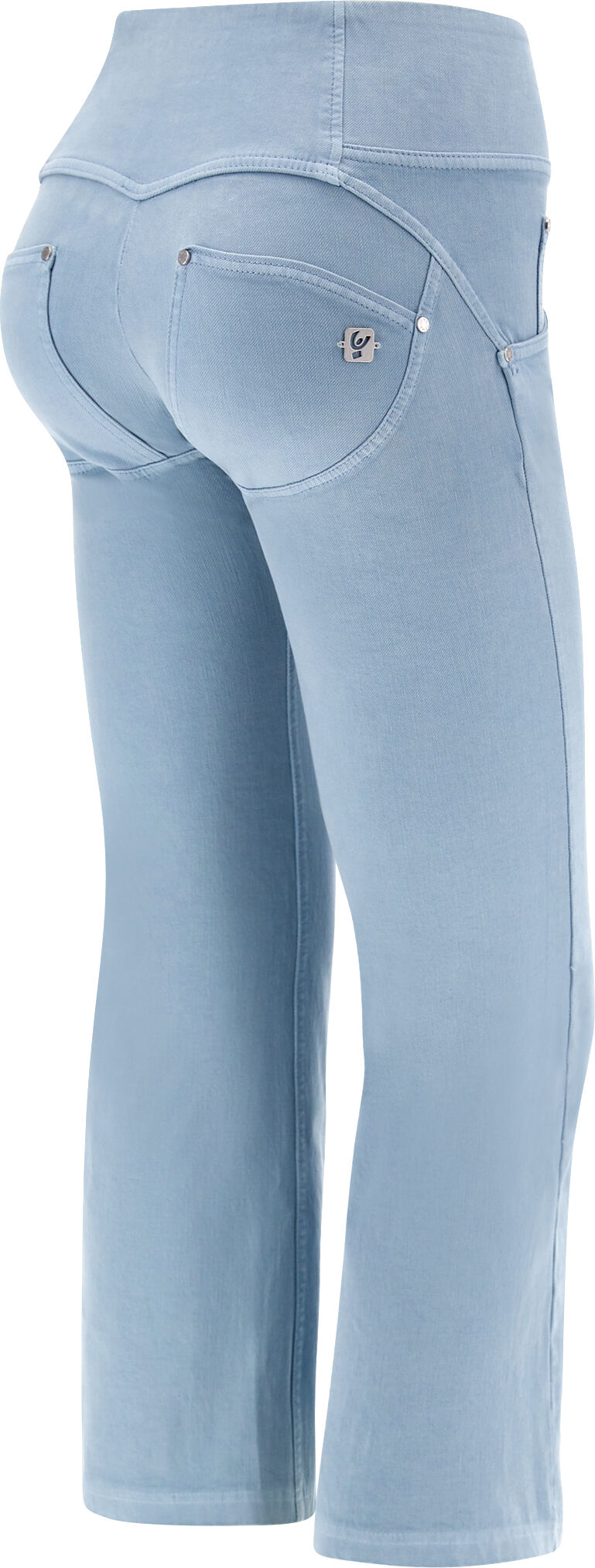 Freddy Pantaloni push up WR.UP® 7/8 flare taglio vivo in gabardine Blue Fog Donna Medium