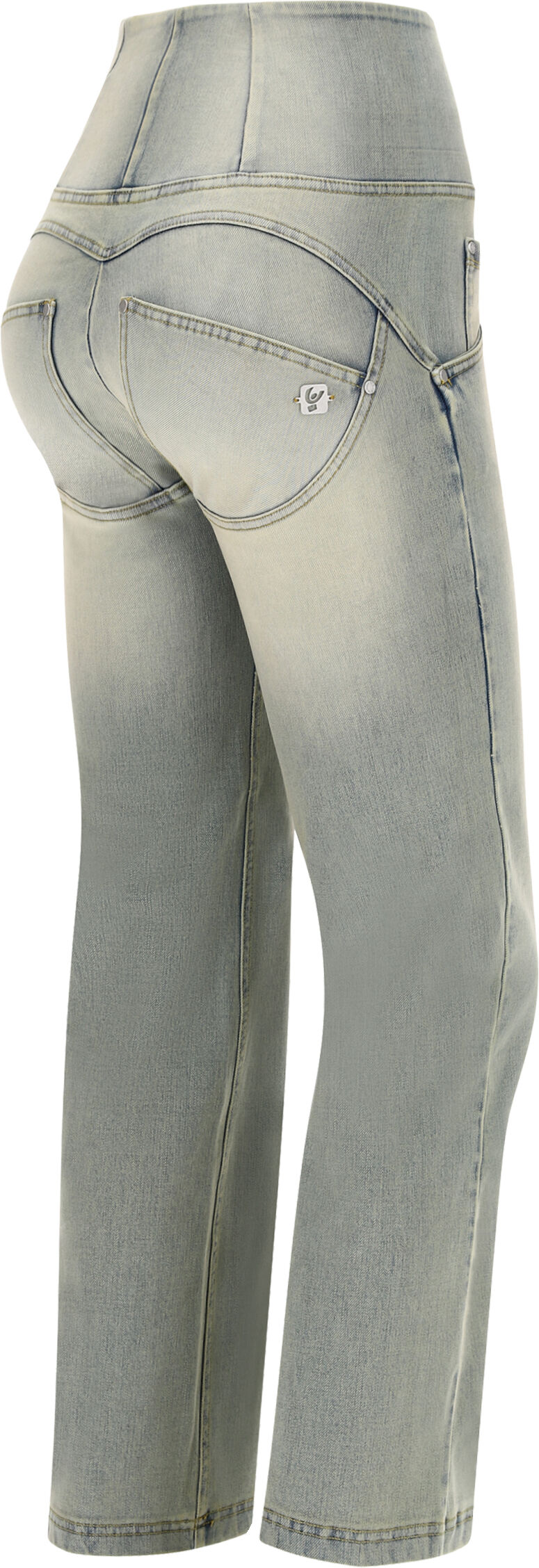 Freddy Jeans push up WR.UP® wide bottom in denim navetta sabbiato Light Blue Denim-Jellow Seams Donna Small