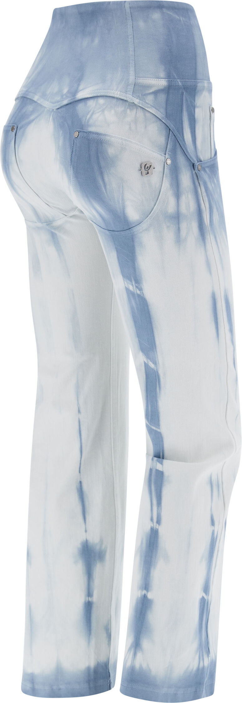 Freddy Pantaloni push up WR.UP® cropped vita alta gabardine tie dye Tie Dye White On Light Blue Donna Small