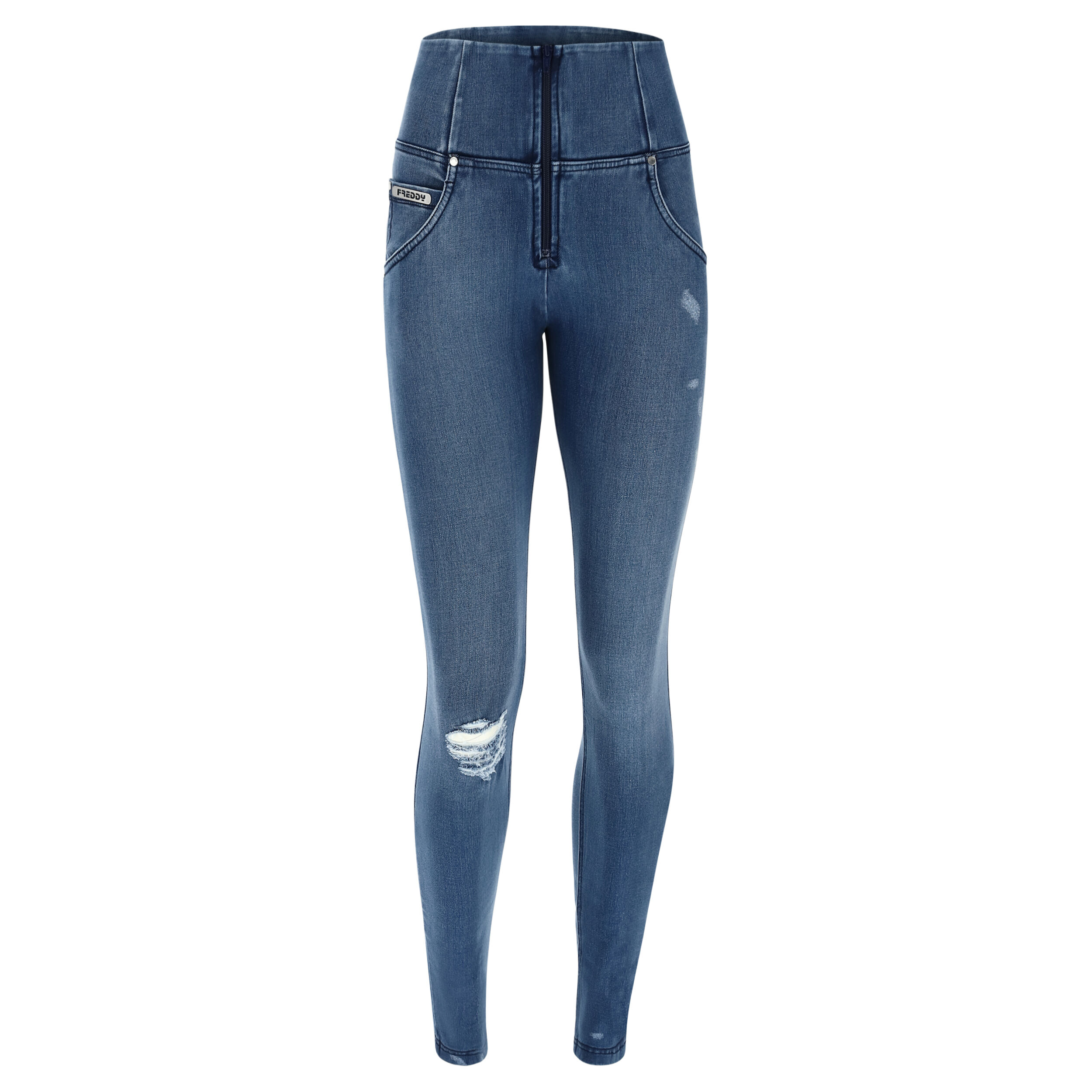 Freddy Jeans push up WR.UP® vita alta in denim navetta ecologico con strappi Light Blue-Seams On Tone Donna Large